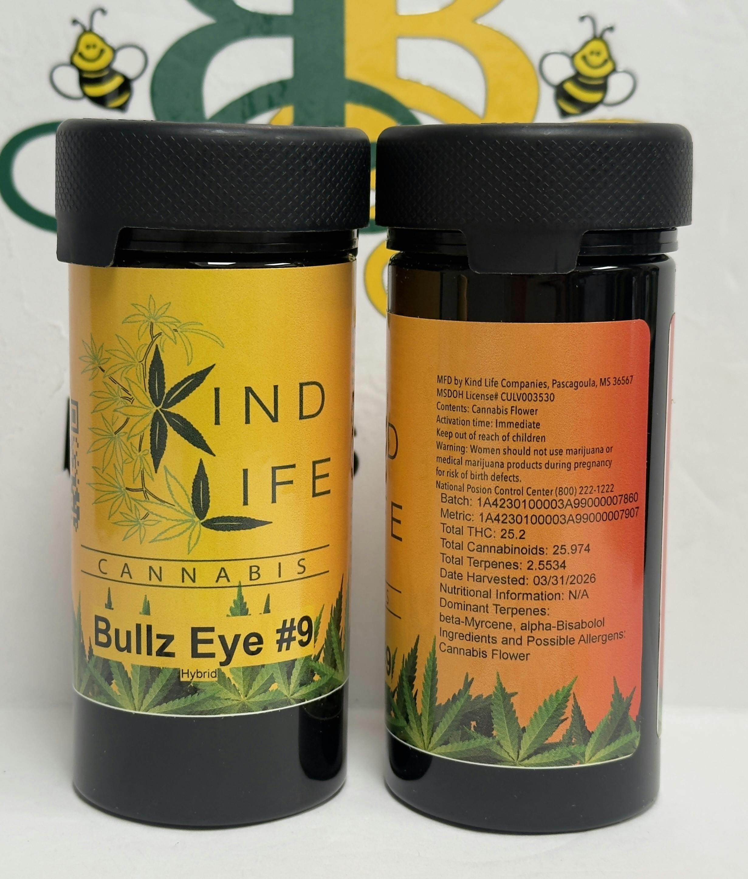 KL - Bullz Eye #9- 7g- 25% 2.5%terp (hyb)