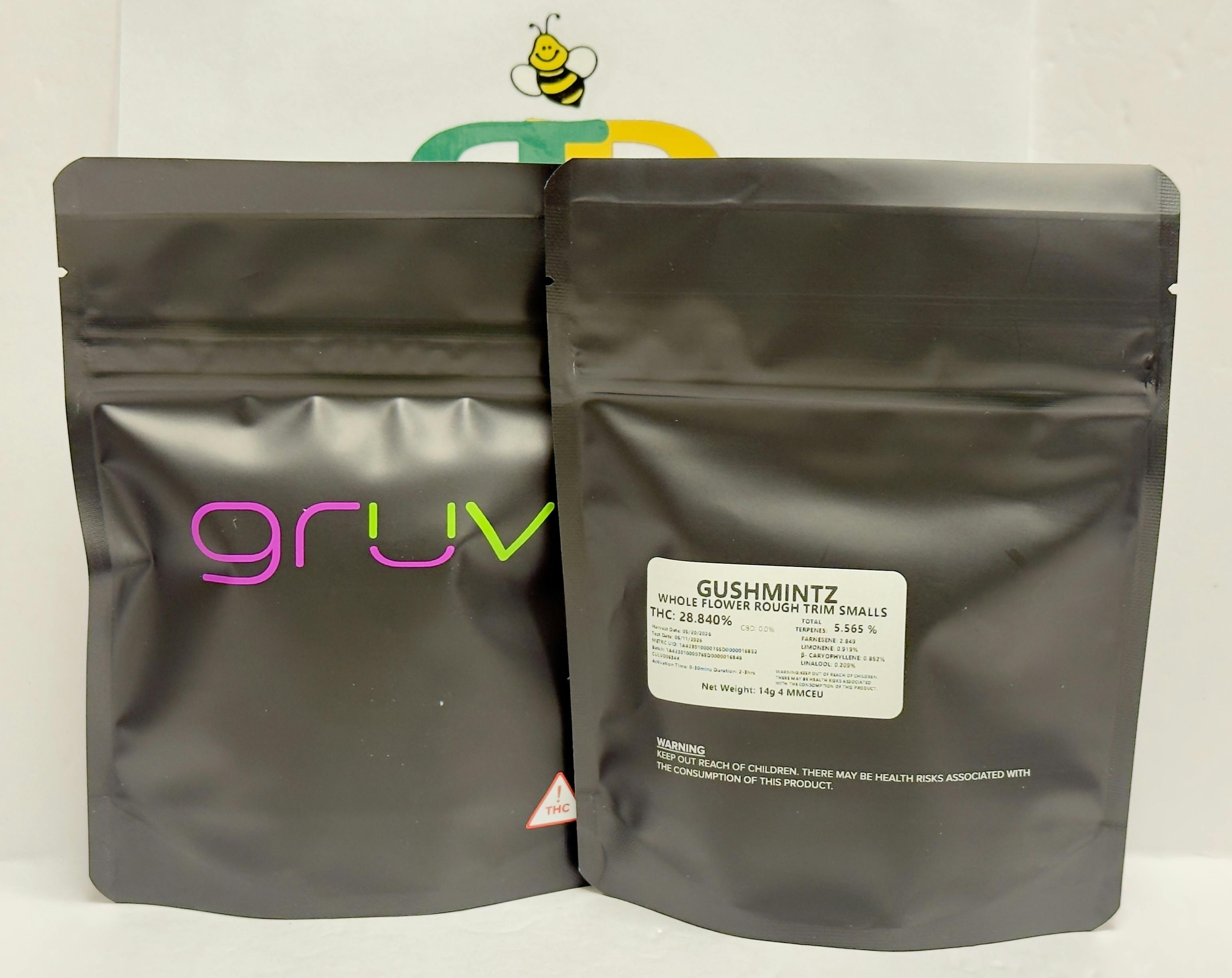 Gruv- Gushmintz 14g Smalls- 28% 5%terp (ind/hyb)