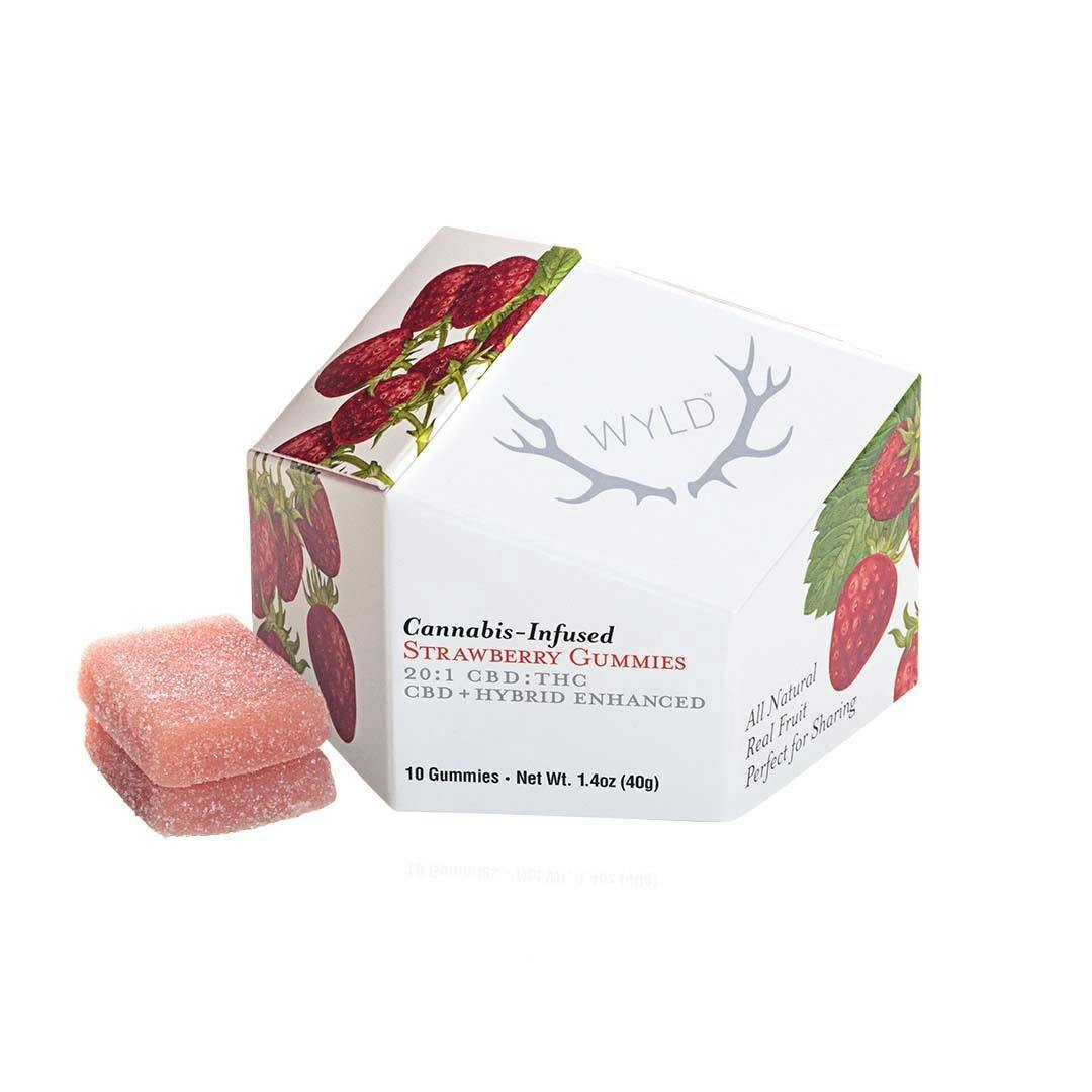 Strawberry 20:1 CBD:THC Hybrid Enhanced Gummies | 2000mg | 10ct | 200mg/ea