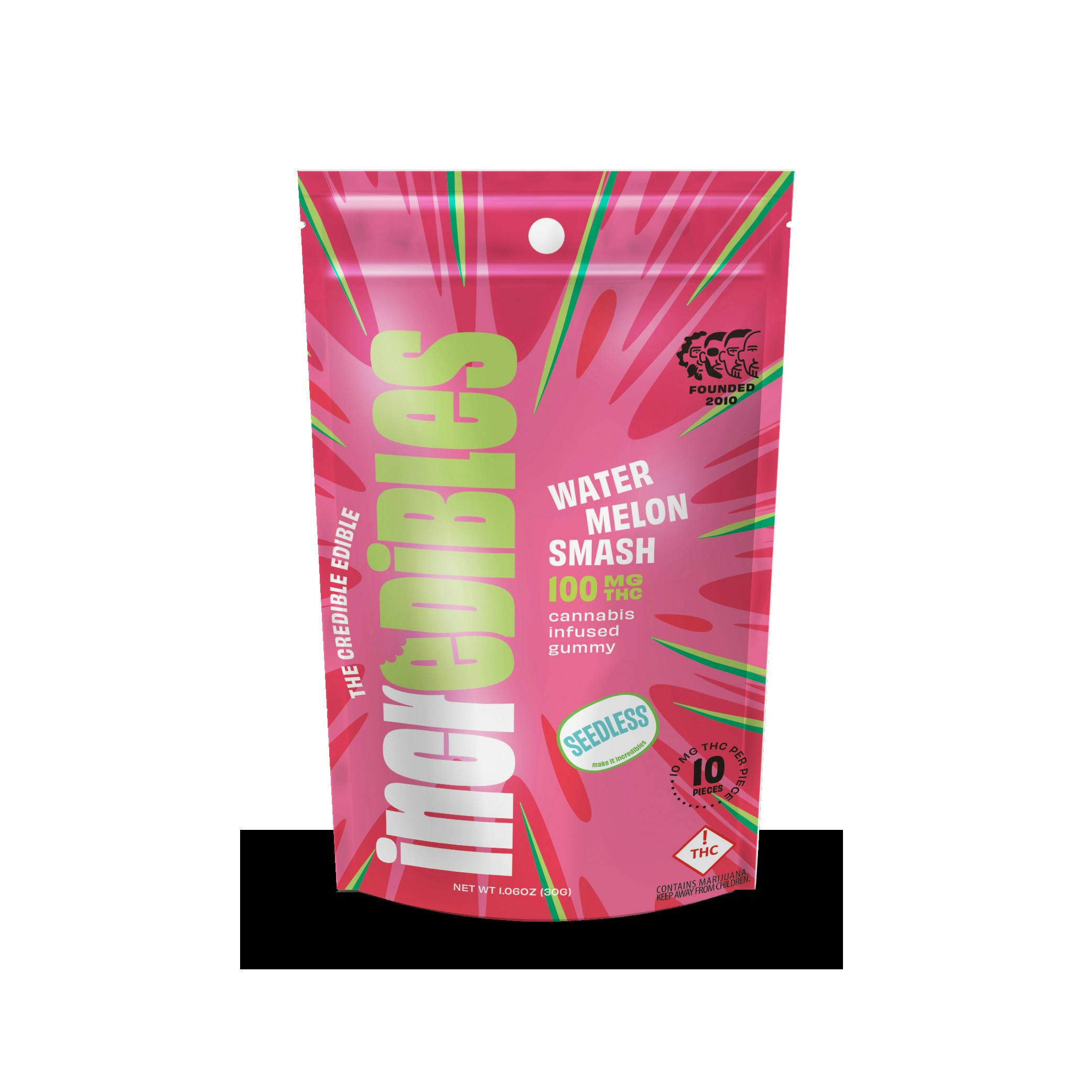 Incredibles 100mg Gummies - Watermelon Smash 10 x