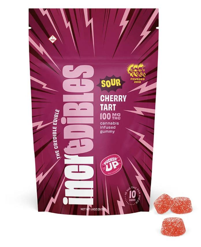 Incredibles 100mg Gummies - Sour Cherry Tart 10 x