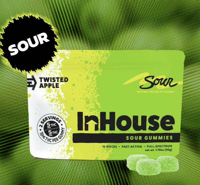 In-House 100mg Gummies - Sour Apple 10mg x 10