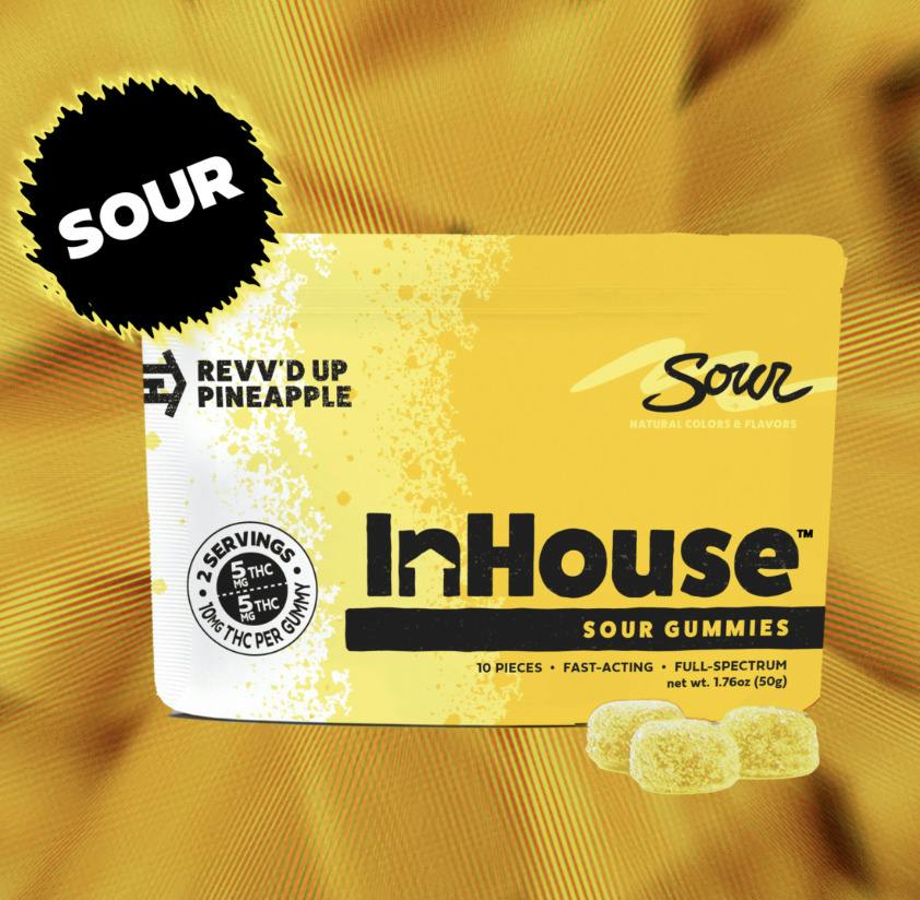 In-House 100mg Gummies - Sour Pineapple 10mg x 10