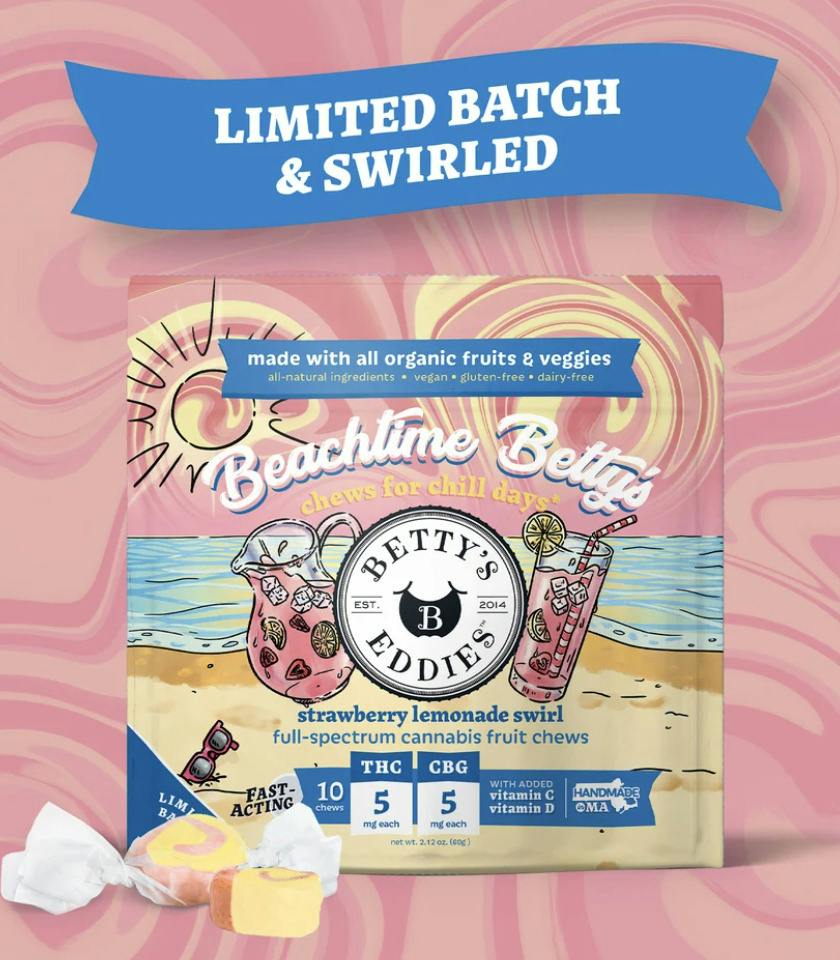 Betty's Eddies 50mg Fruit Chews - Strawberry Lemonade Swirl 25mg x 2