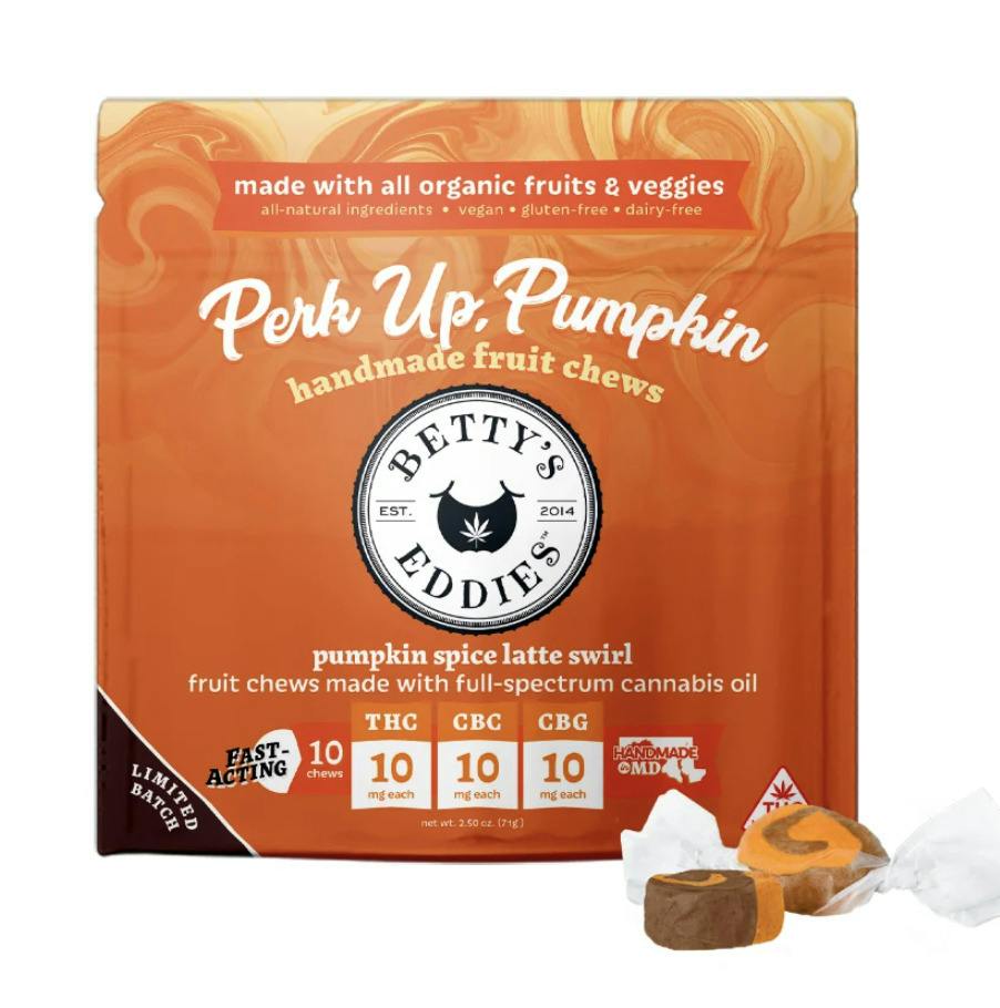 Betty's Eddies 50mg Fruit Chews - Pumpkin Spice Latte Swirl 25mg x 2