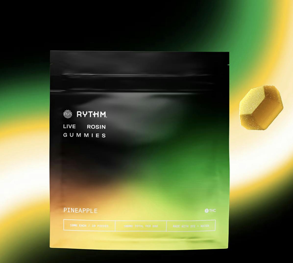 Rythm 100mg Solventless Live Rosin Gummies - Pineapple 10 x