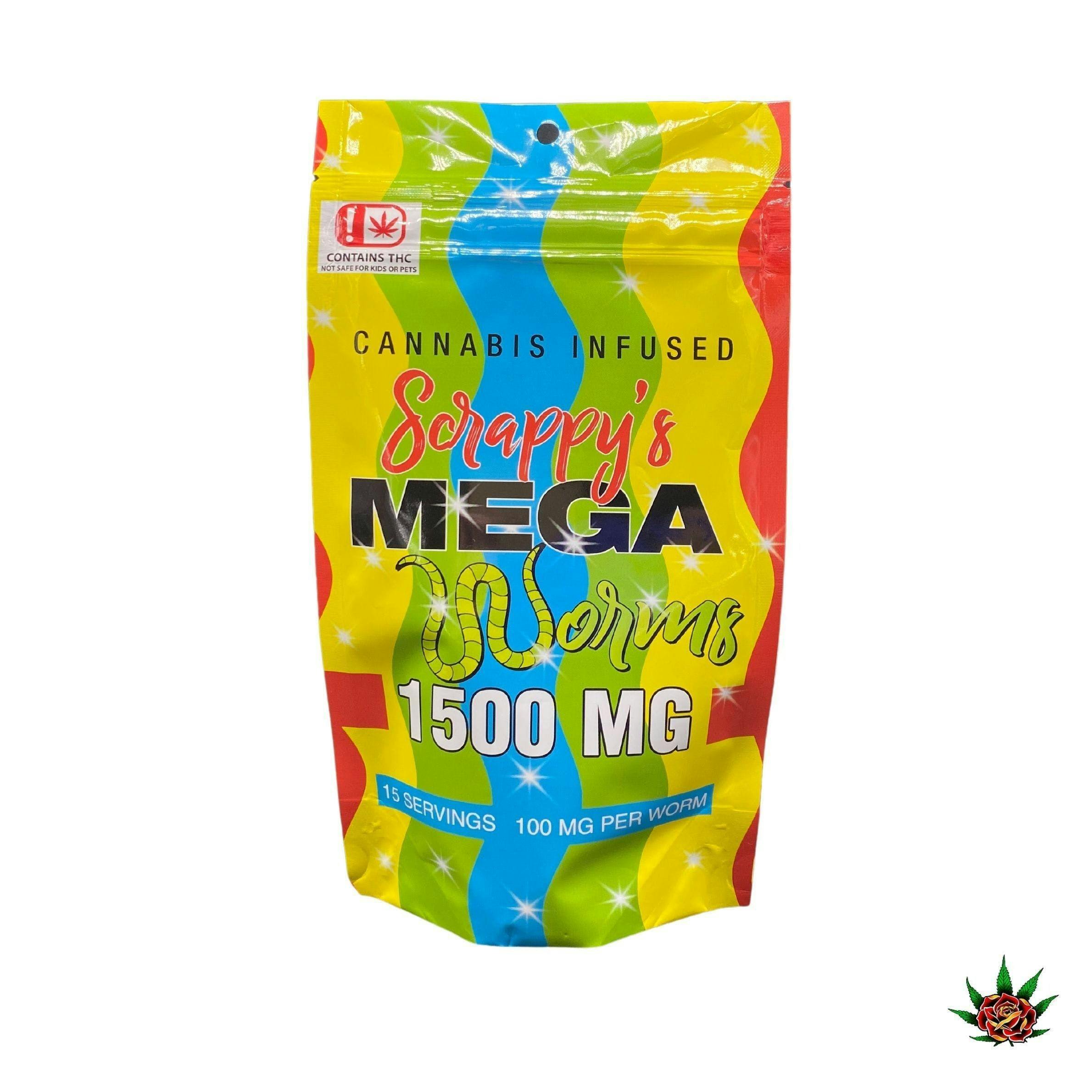 Mega 1500 Scrappy Worms Gummy | 100 mg Each ( 15 Pack )