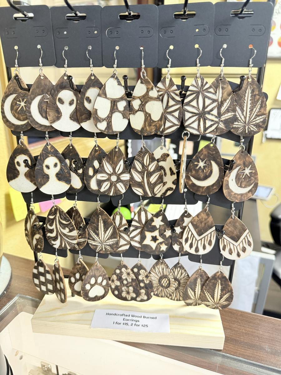 Handcrafted Woodburn Earrings (Buy 1)