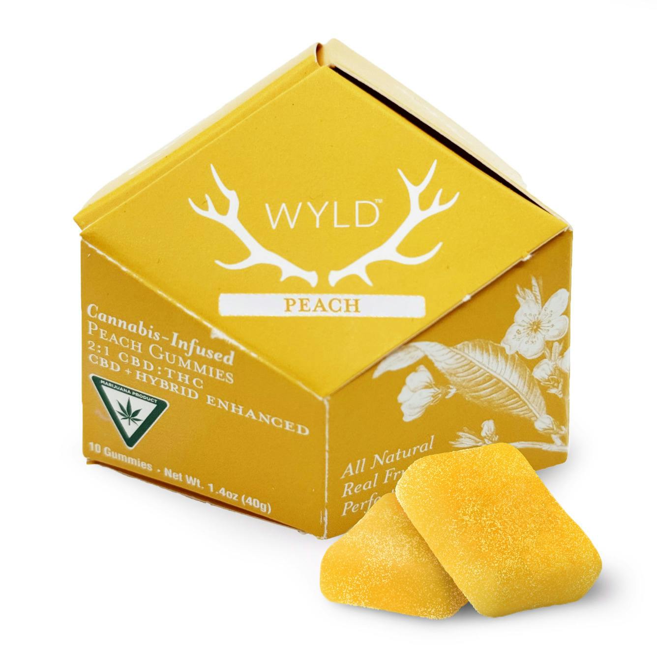 Peach 2:1 CBD:THC Hybrid Enhanced Gummies | 100mg | 10ct | 10mg/ea