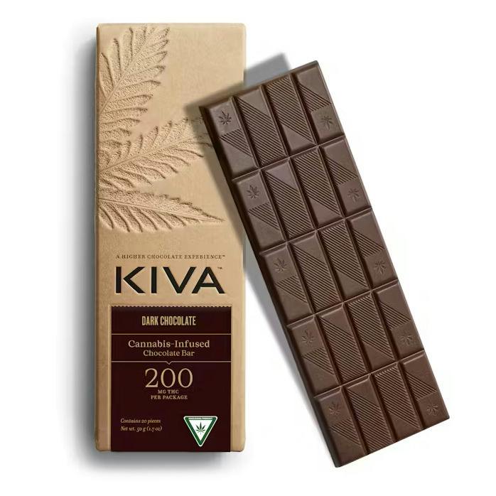 Kiva Dark Chocolate Bar 200mg Rec