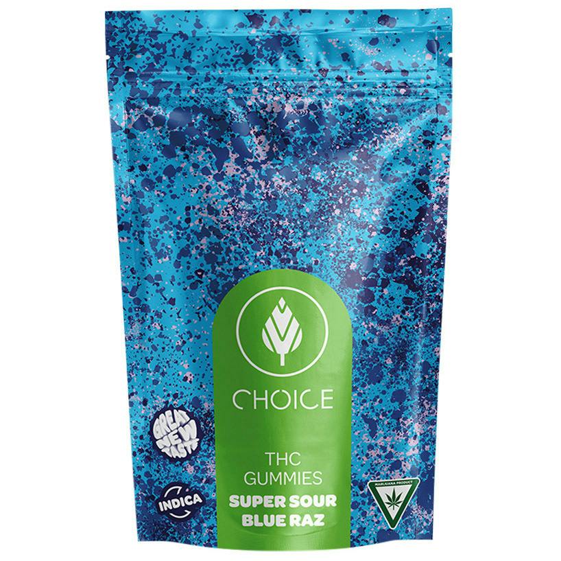 Choice Super Sour Blue Raz Indica Soft Chews 200mg Rec