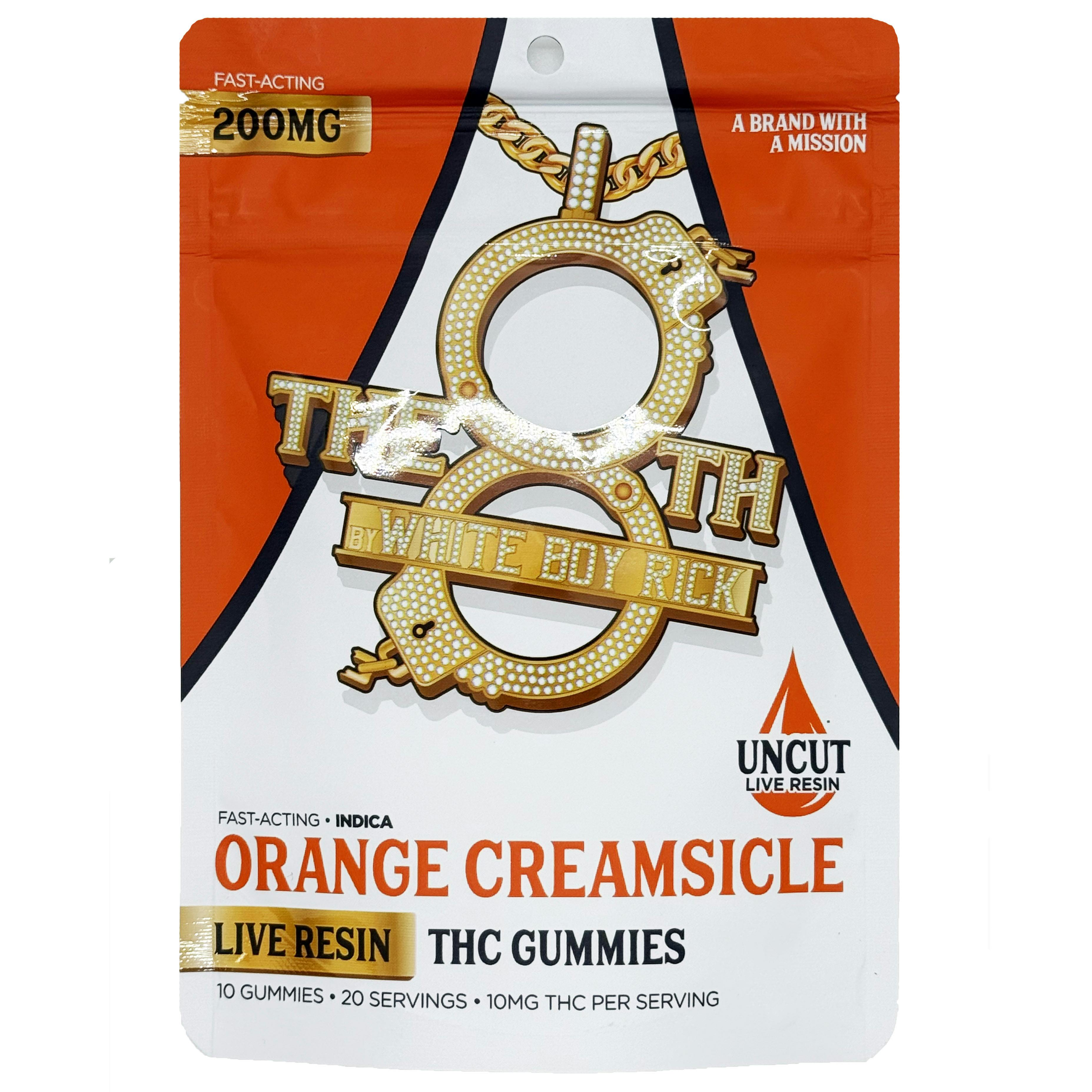 The 8th By White Boy Rick Orange Creamsicle Fast-Acting Live Resin Gummies 200mg Rec