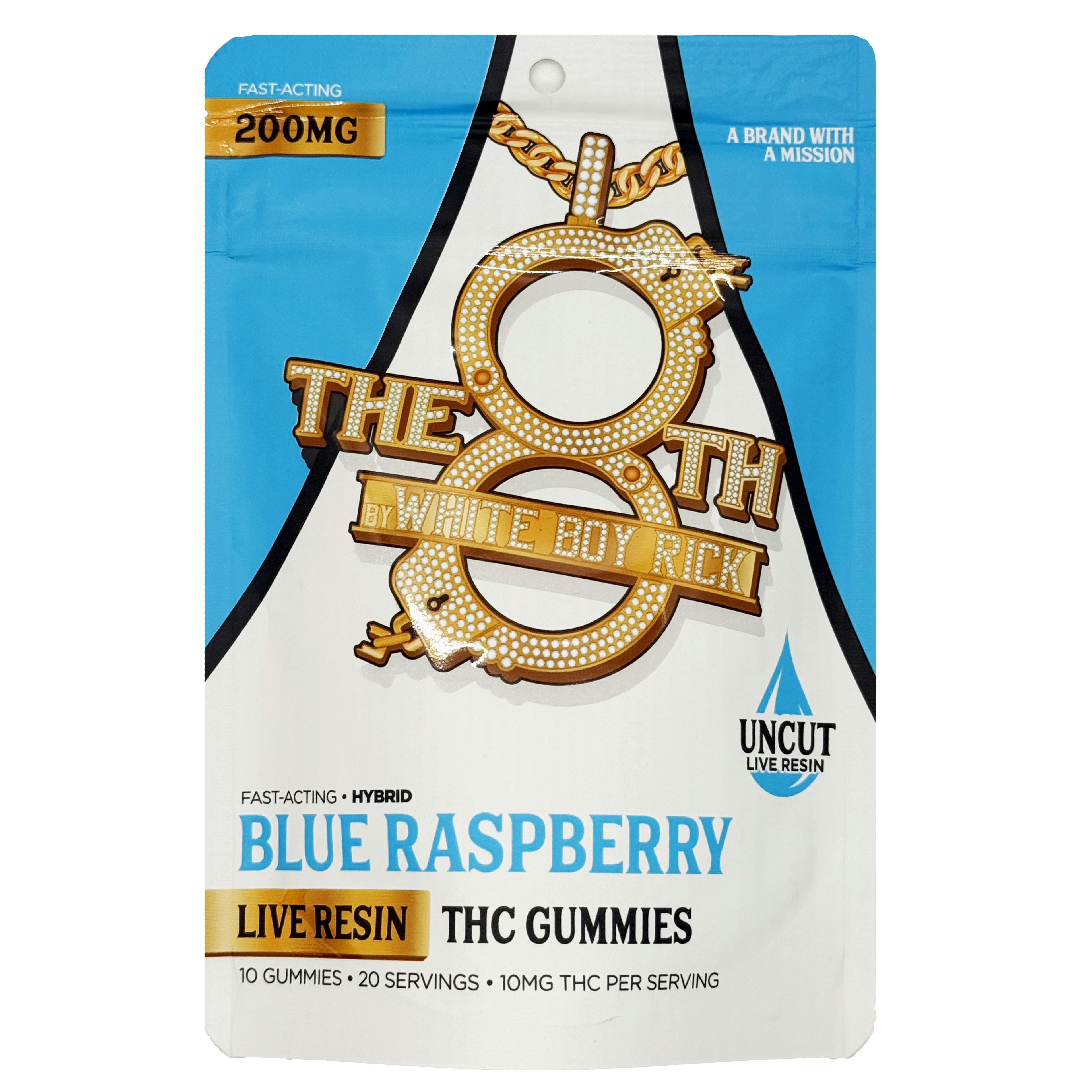 The 8th By White Boy Rick Blue Raspberry Fast-Acting Live Resin Gummies 200mg Rec