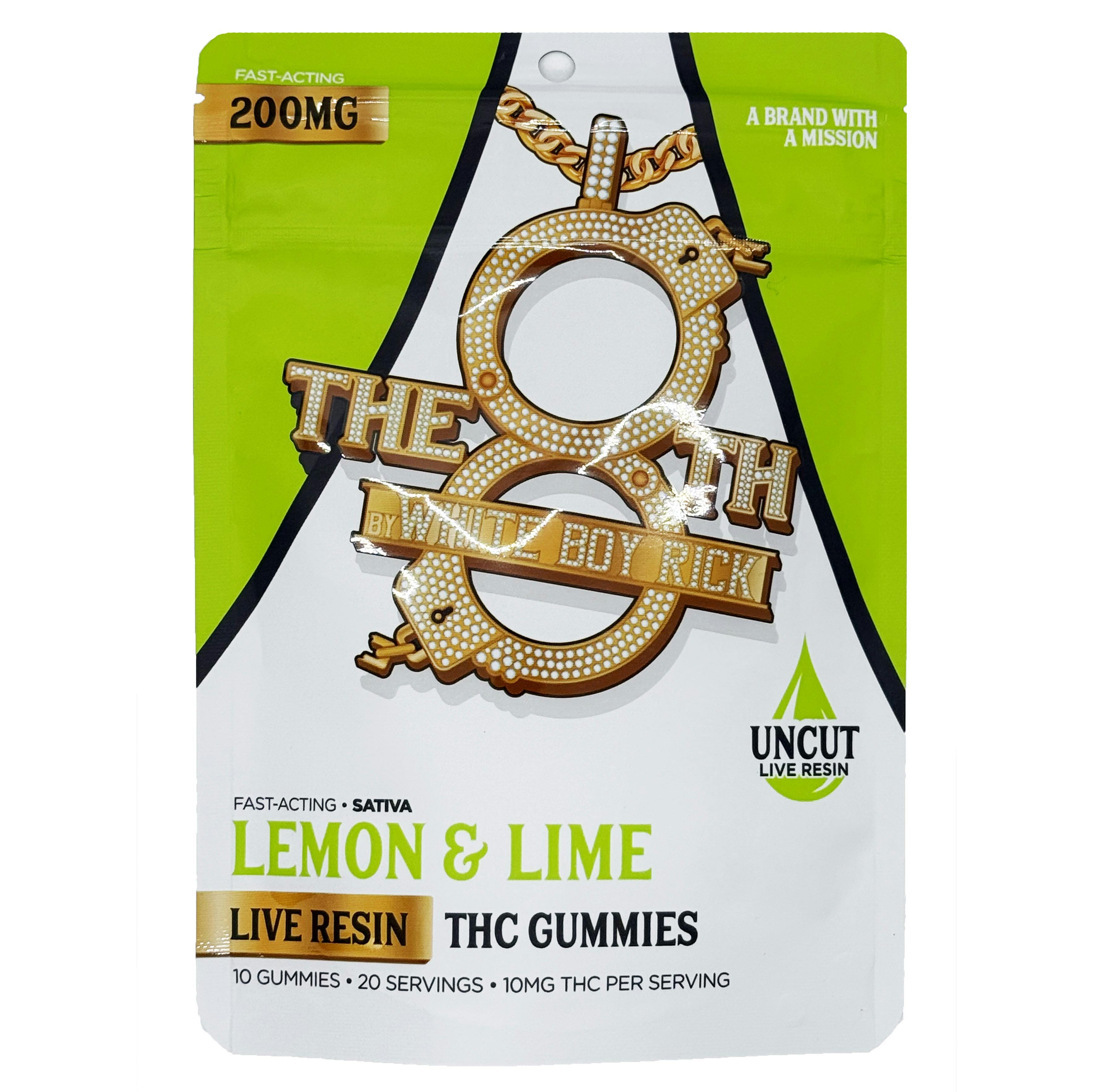 The 8th By White Boy Rick Lemon & Lime Fast-Acting Live Resin Gummies 200mg Rec