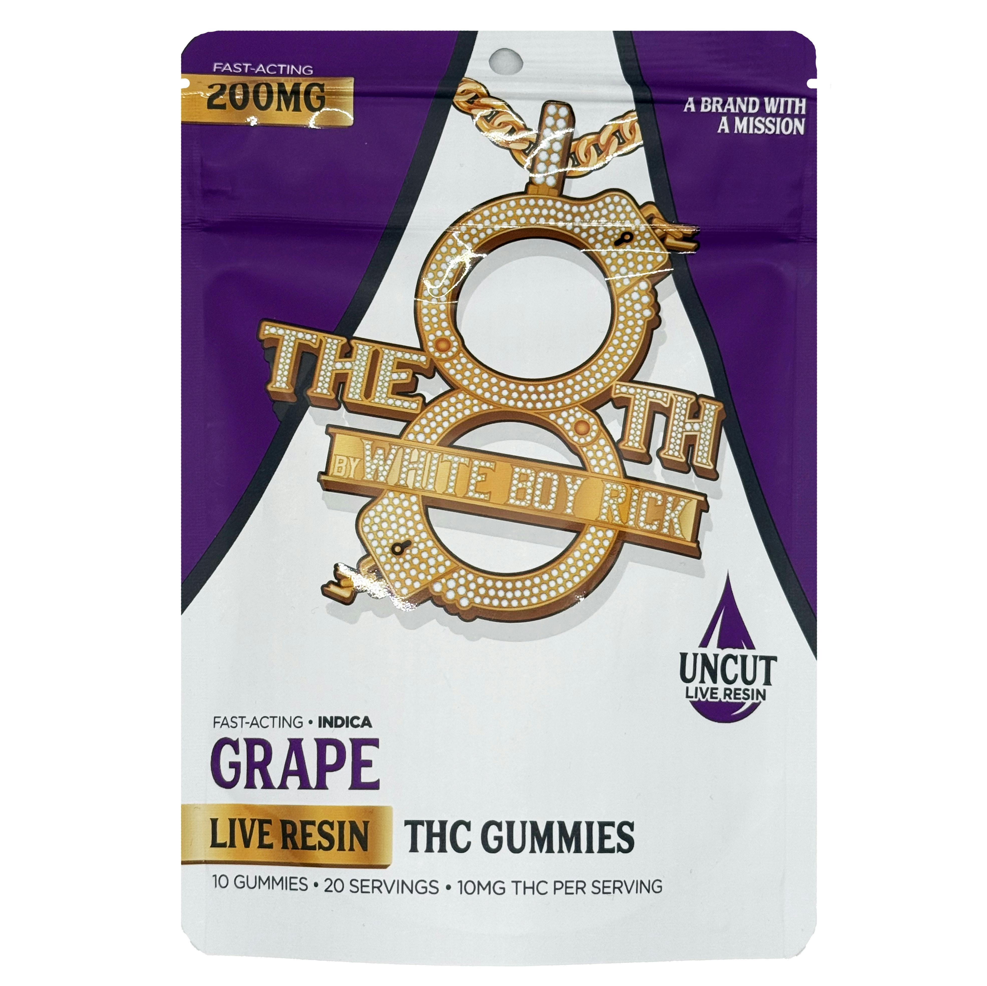 The 8th By White Boy Rick Grape Fast-Acting Live Resin Gummies 200mg Rec