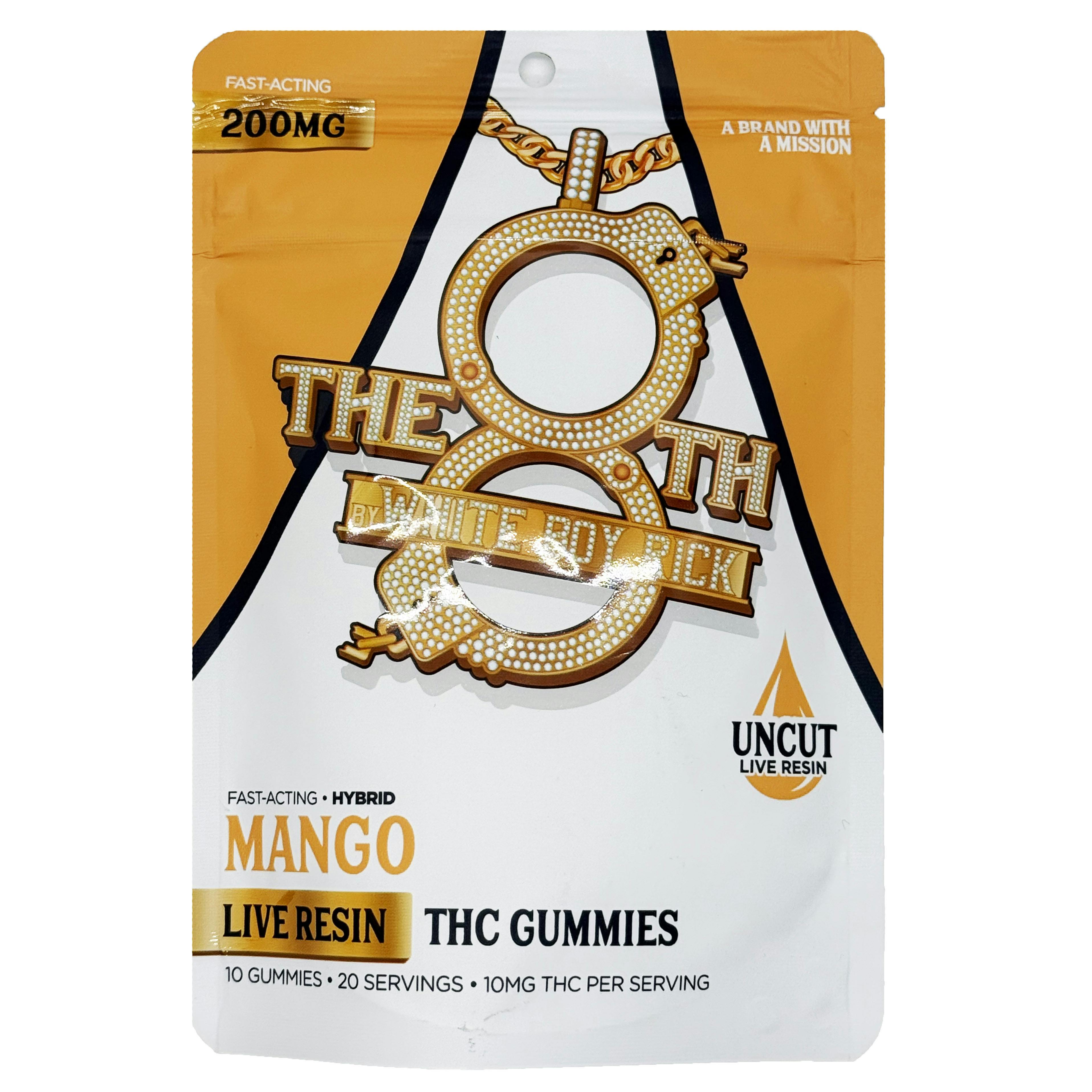 The 8th By White Boy Rick Mango Fast-Acting Live Resin Gummies 200mg Rec