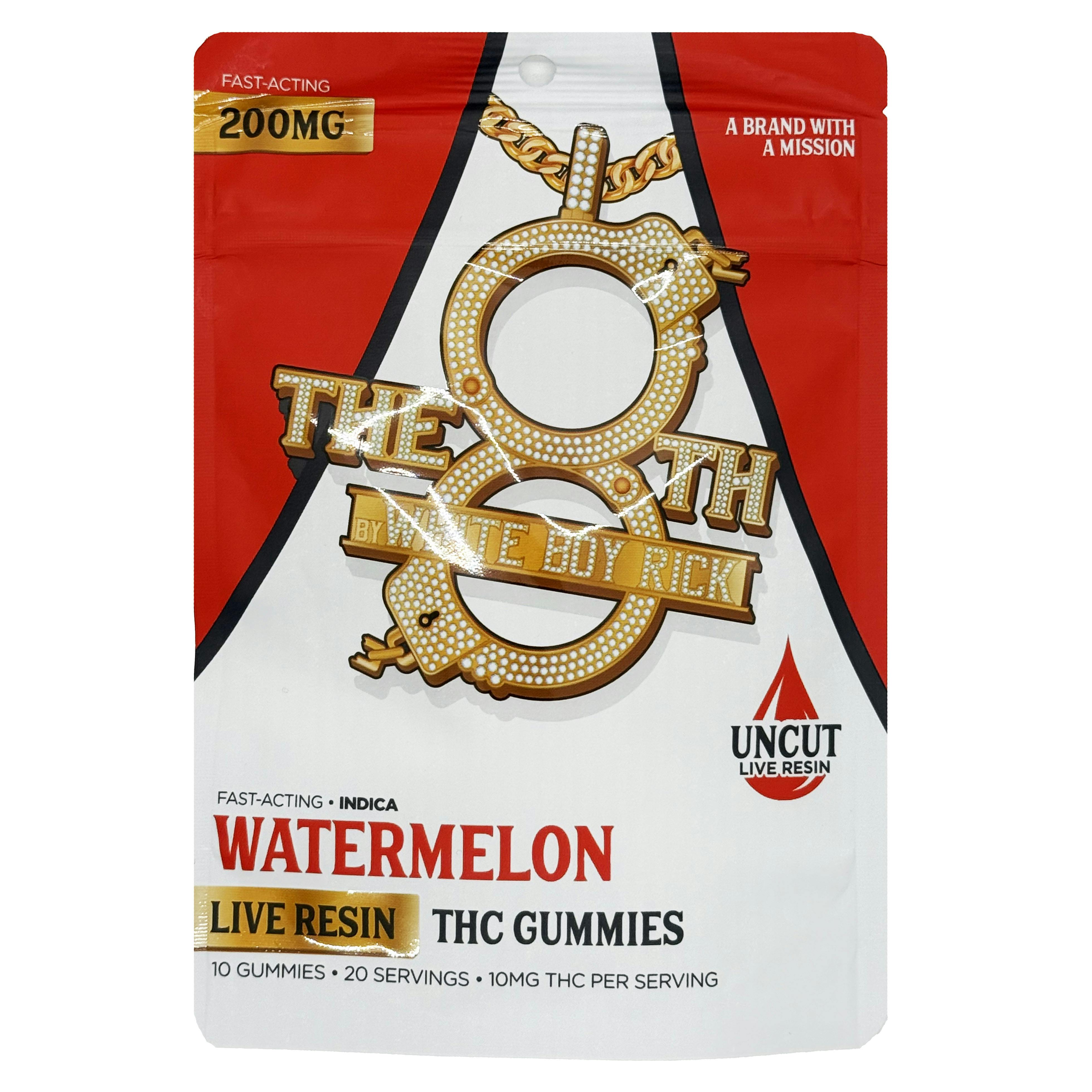 The 8th By White Boy Rick Watermelon Fast-Acting Live Resin Gummies 200mg Rec