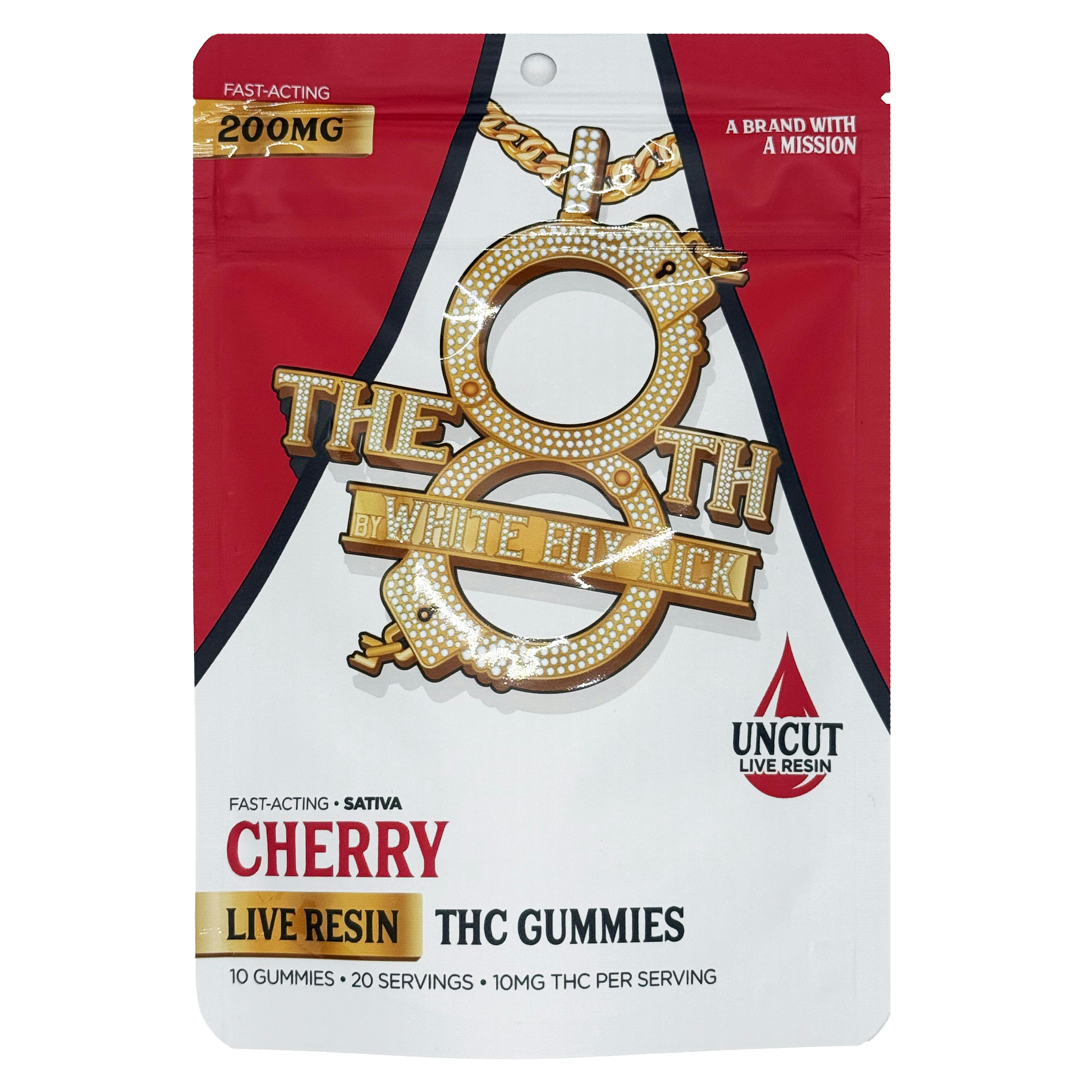 The 8th By White Boy Rick Cherry Fast-Acting Live Resin Gummies 200mg Rec