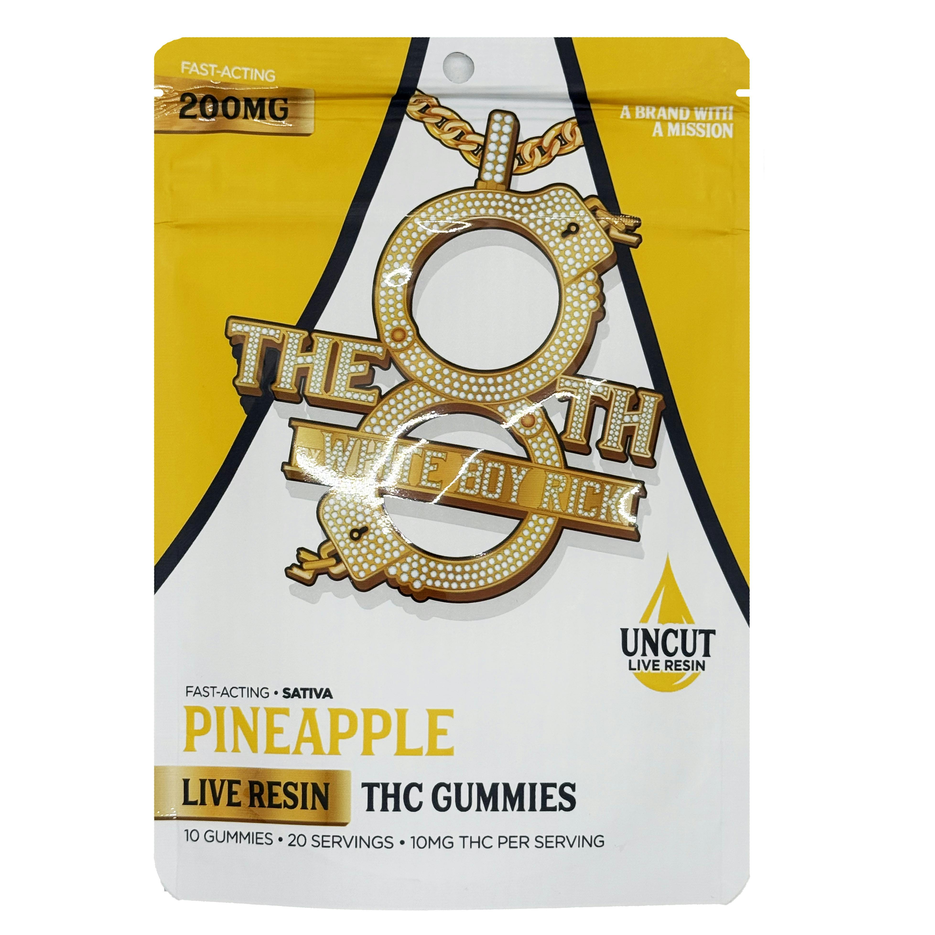 The 8th By White Boy Rick Pineapple Fast-Acting Live Resin Gummies 200mg Rec
