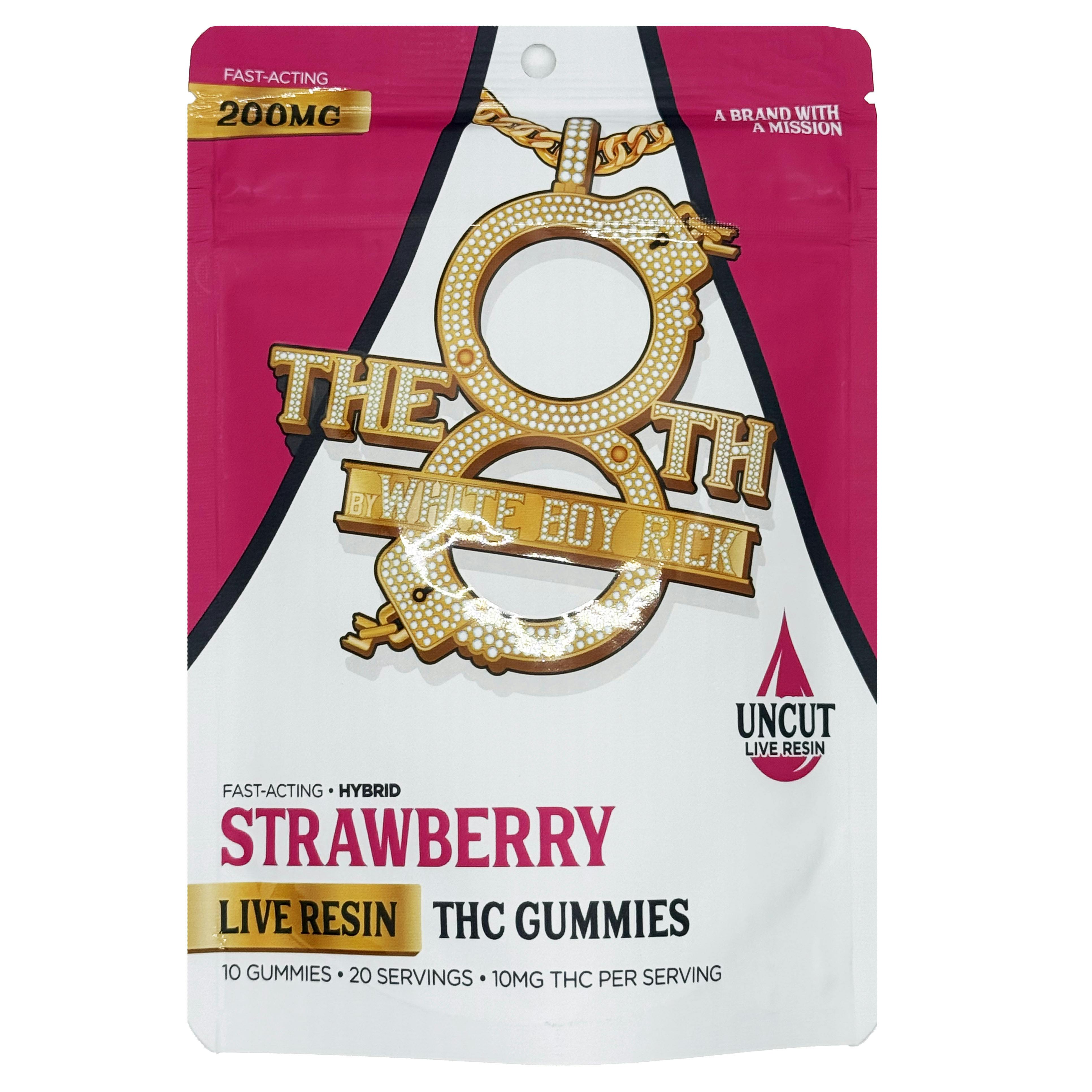 The 8th By White Boy Rick Strawberry Fast-Acting Live Resin Gummies 200mg Rec