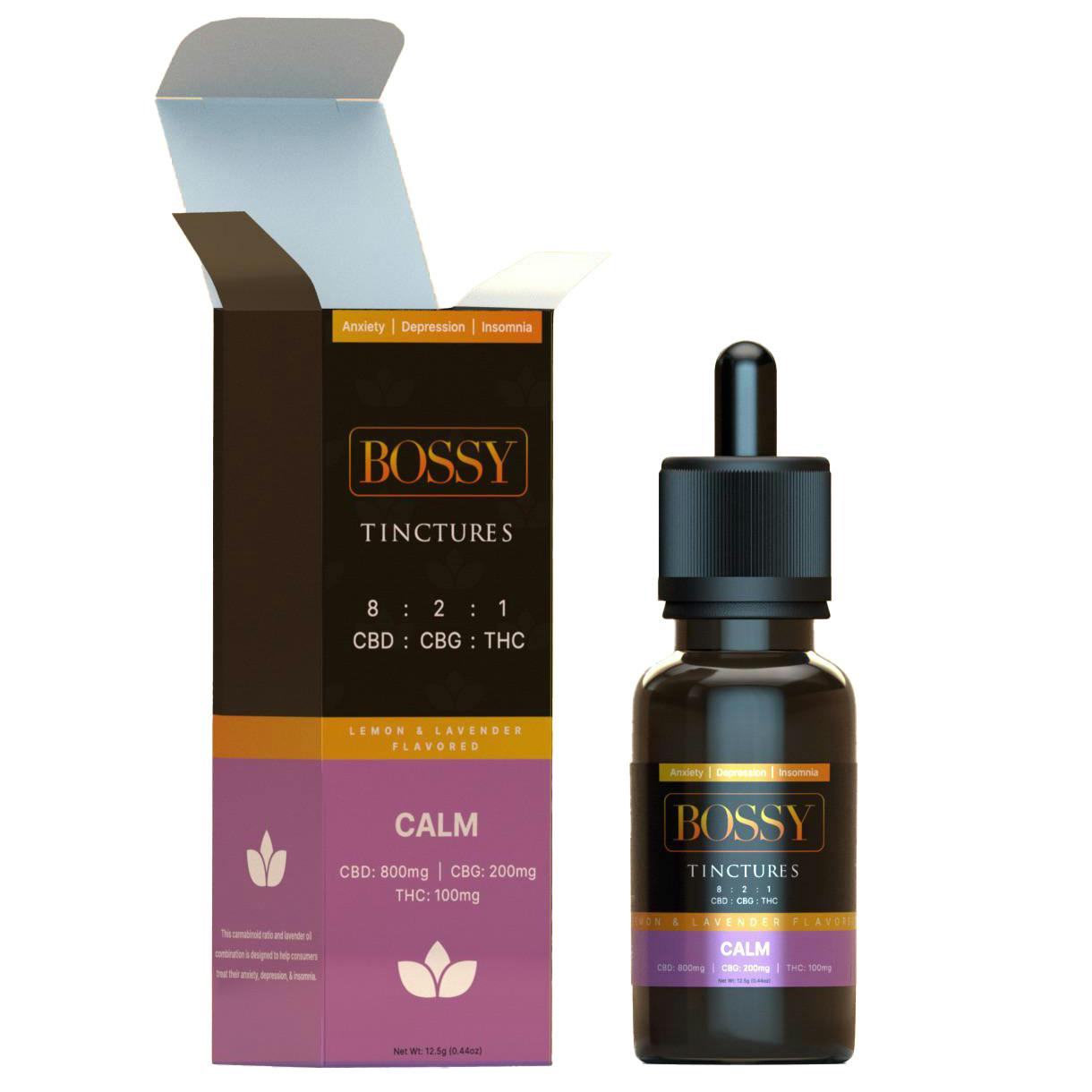 Bossy Drops Calm CBD:CBG:THC Tincture Rec