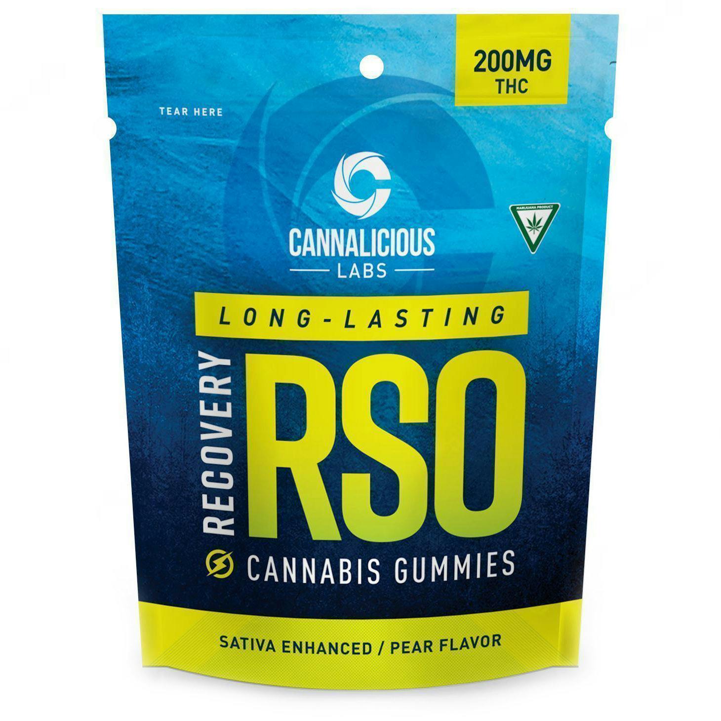 Cannalicious Recovery Pear Long-Lasting RSO Gummies 200mg Rec