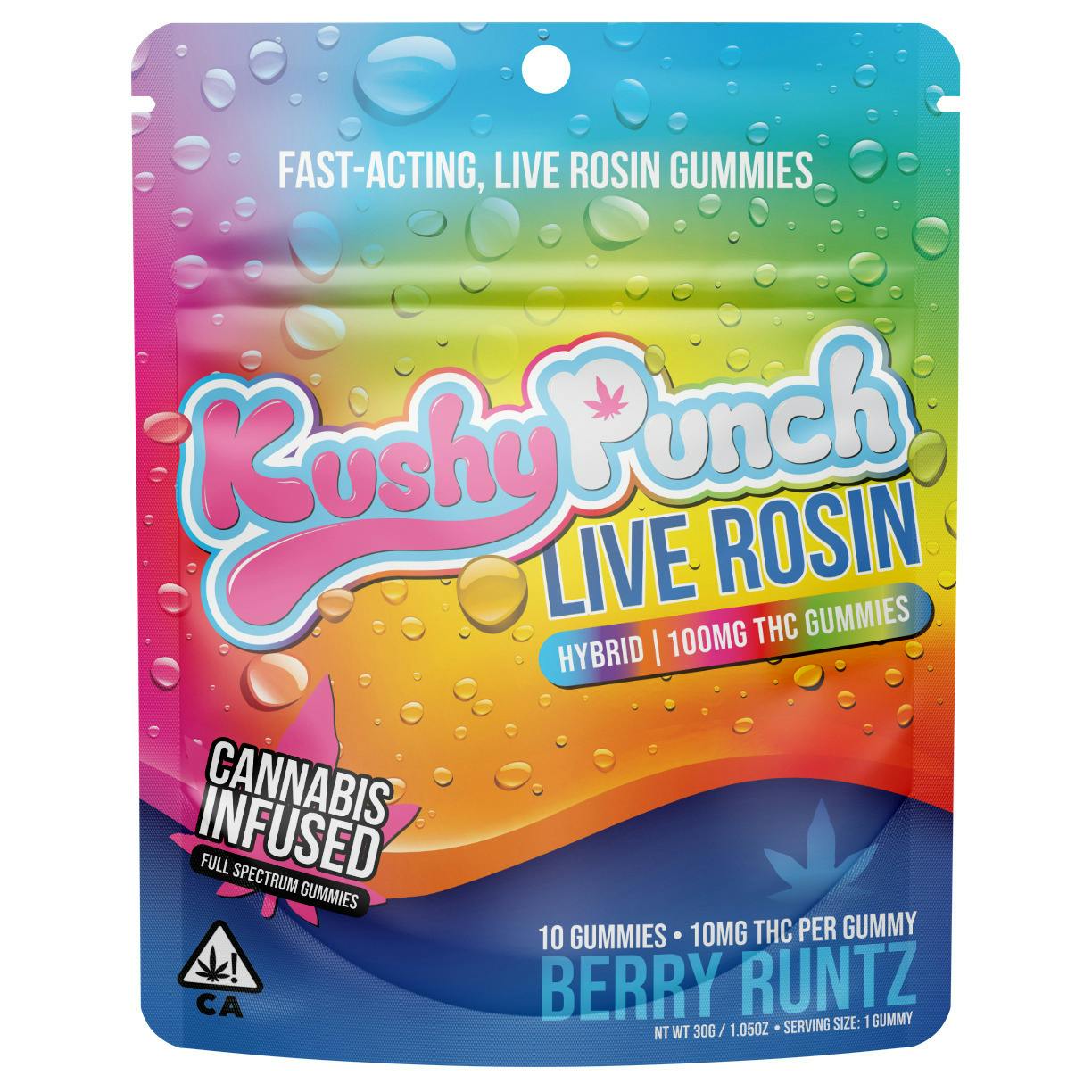 Kushy Punch Hybrid Berry Runtz Live Rosin Gummies 200mg Rec