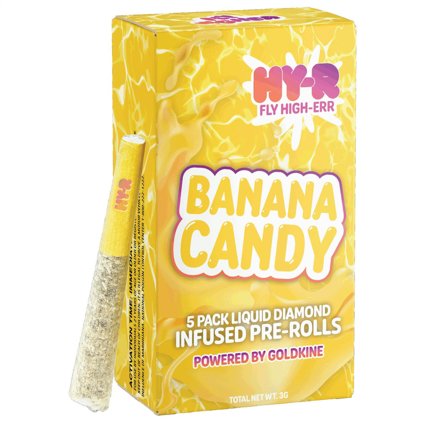 Hy-R Banana Candy 5pk Infused Prerolls Rec