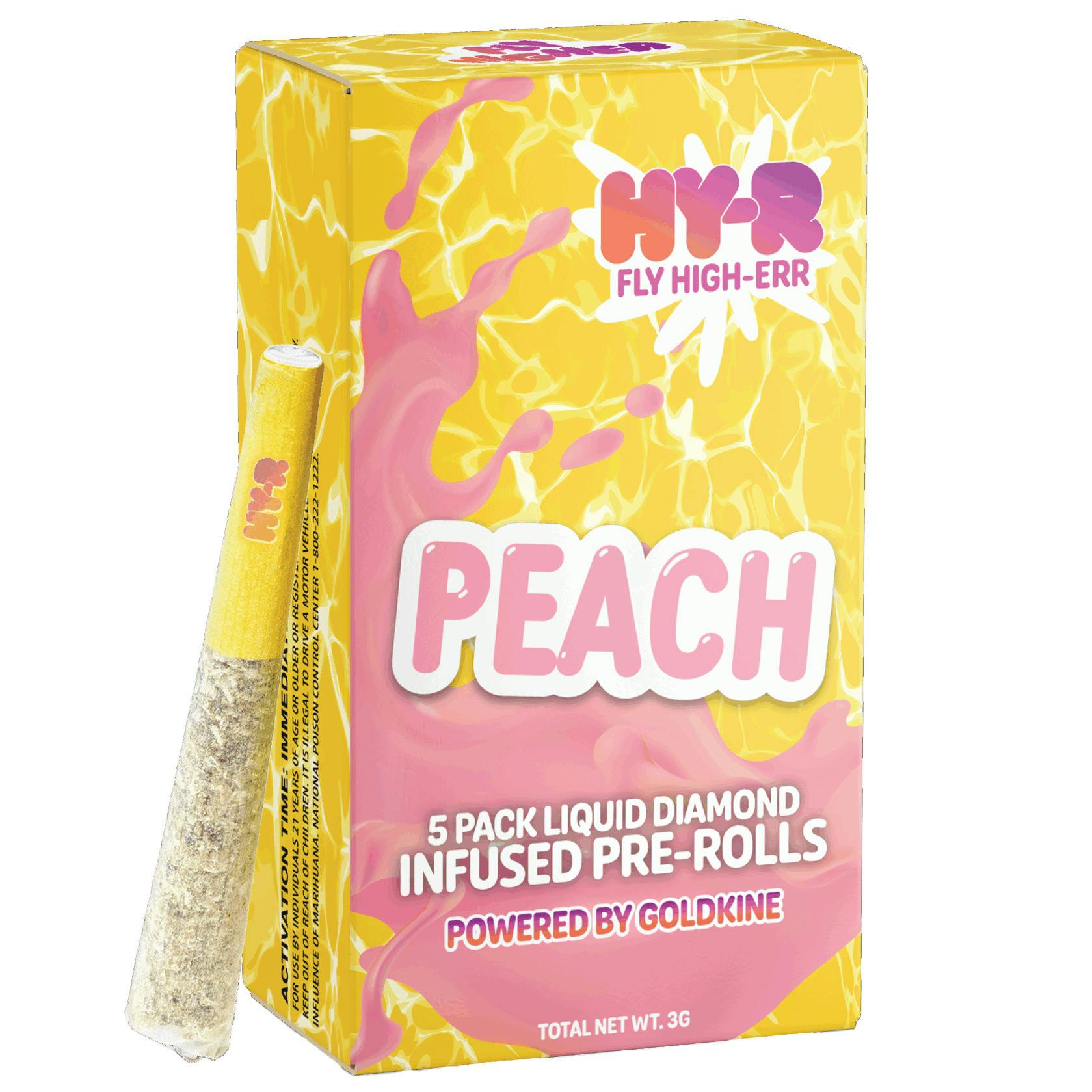 Hy-R Peach 5pk Infused Prerolls Rec