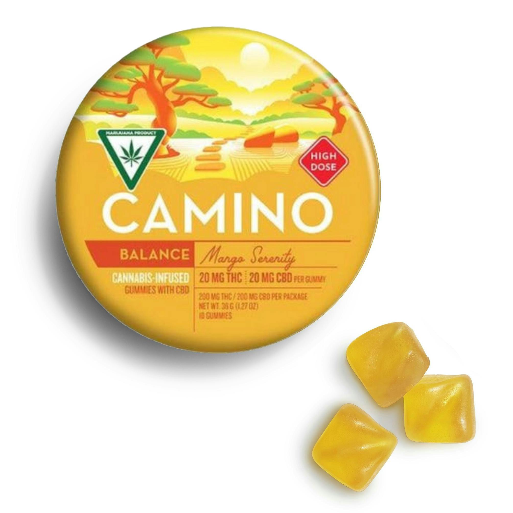 Camino Mango Serenity Balance 1:1 200mg THC/CBD Gummies Rec