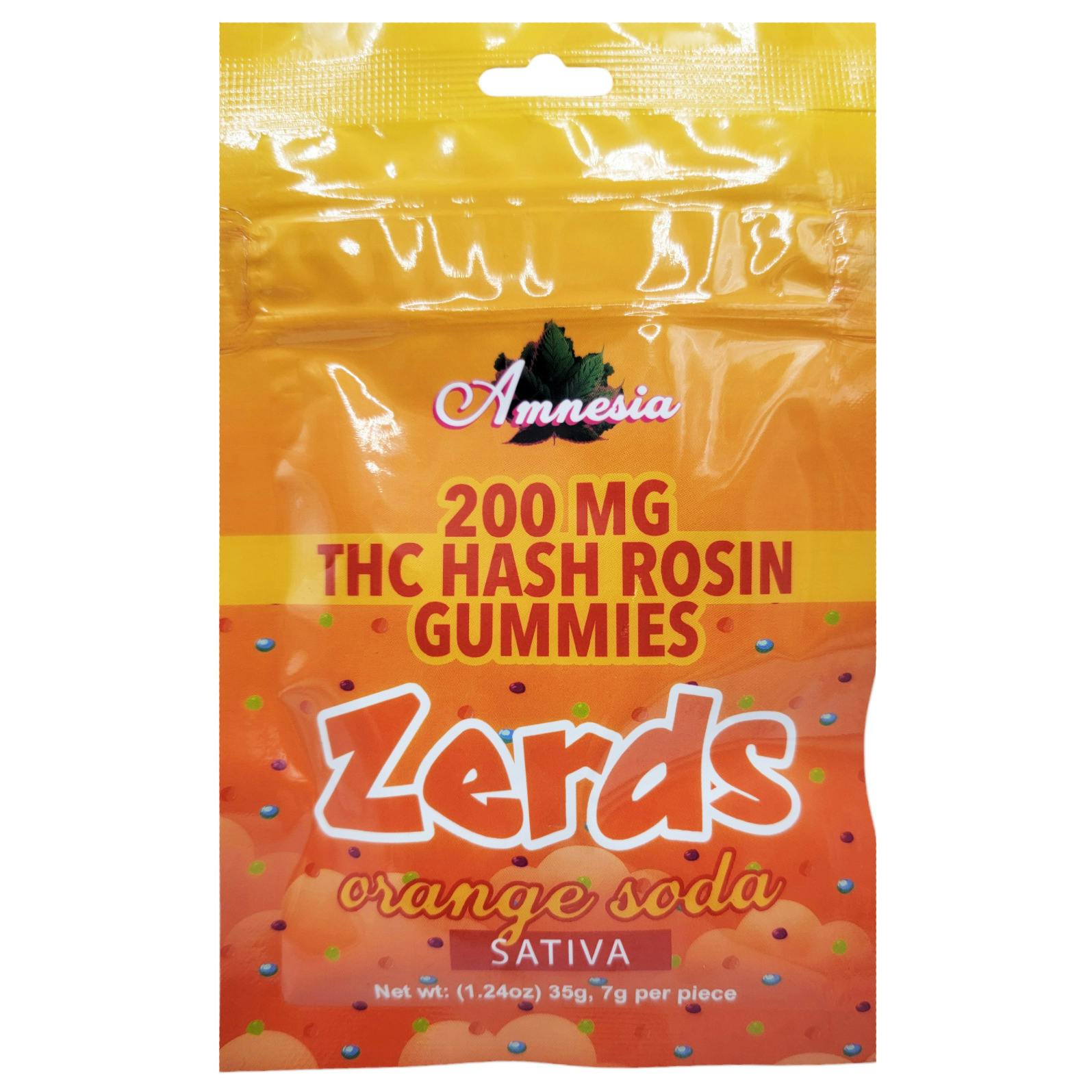 Amnesia Zerds Orange Soda Hash Rosin Gummies 200mg Rec