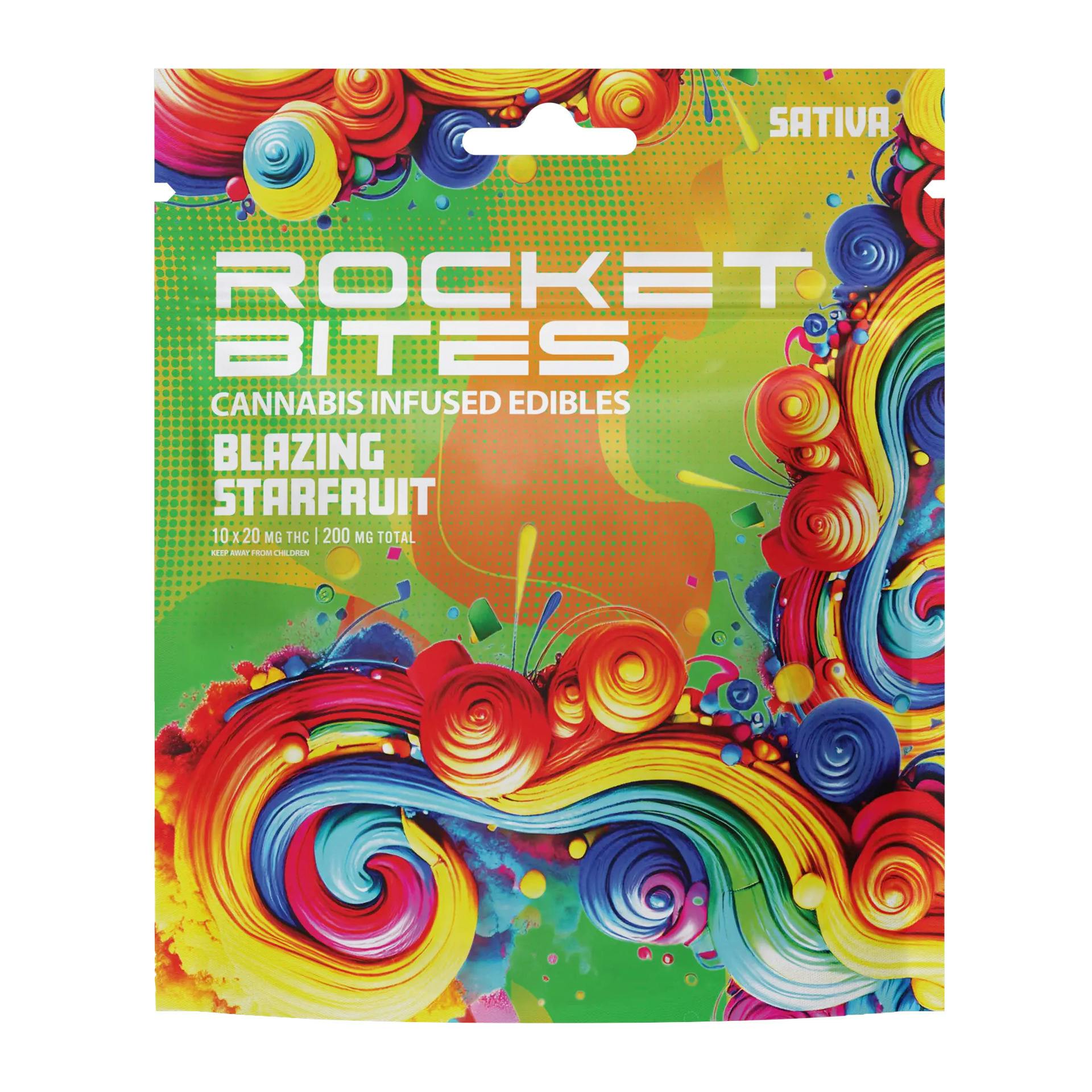 Rocket Bites Blazing Starfruit Gummies 200mg Rec