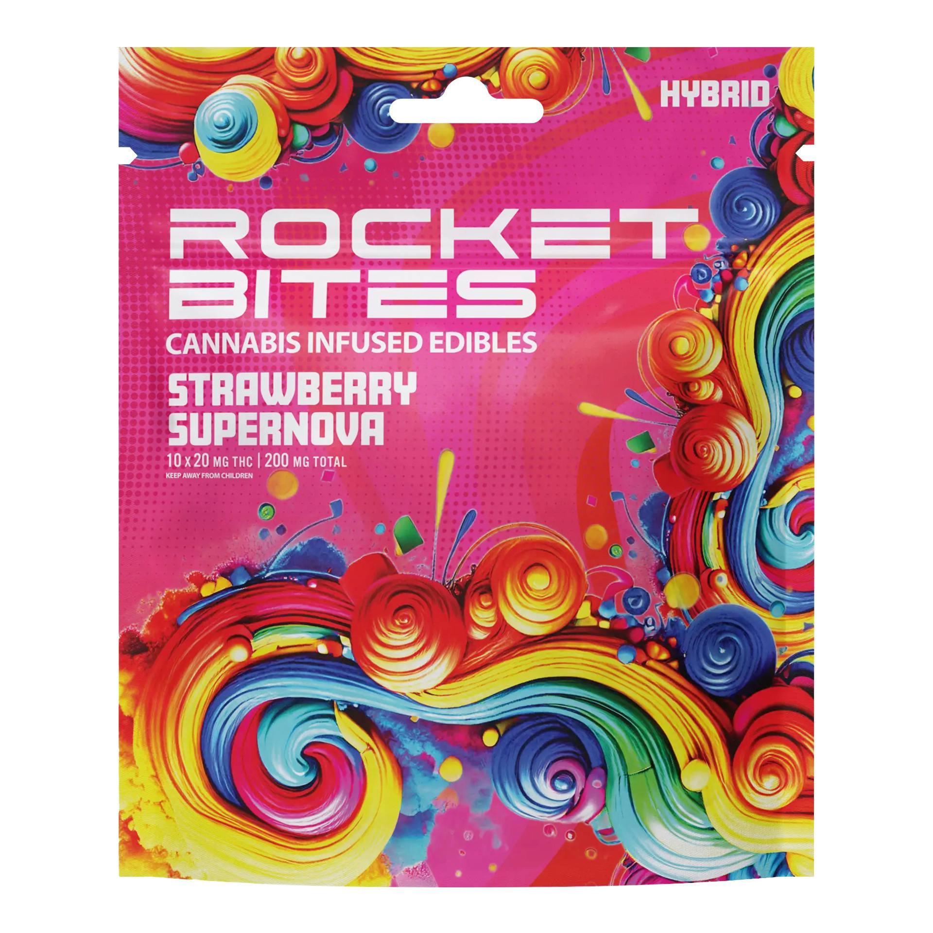 Rocket Bites Strawberry Supernova Gummies 200mg Rec