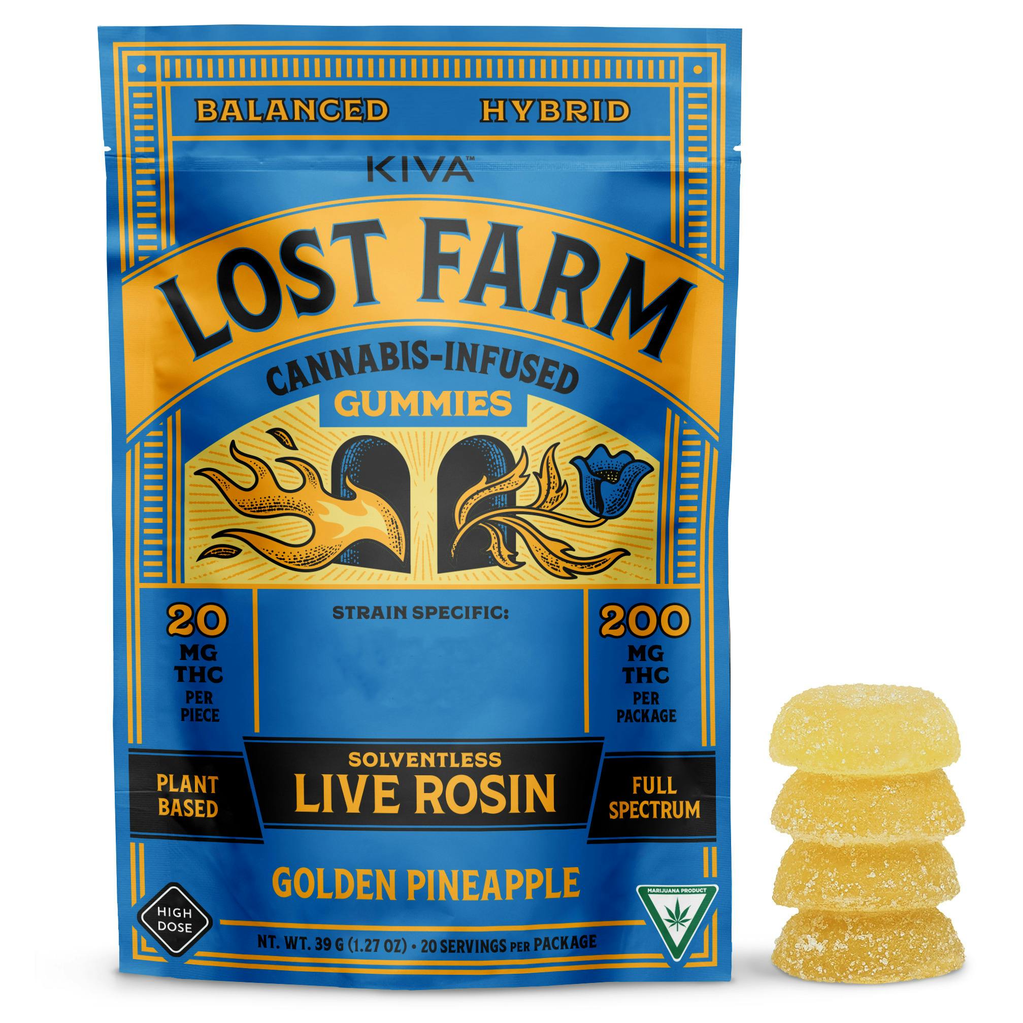 Lost Farm Golden Pineapple Live Rosin Gummies 200mg Rec