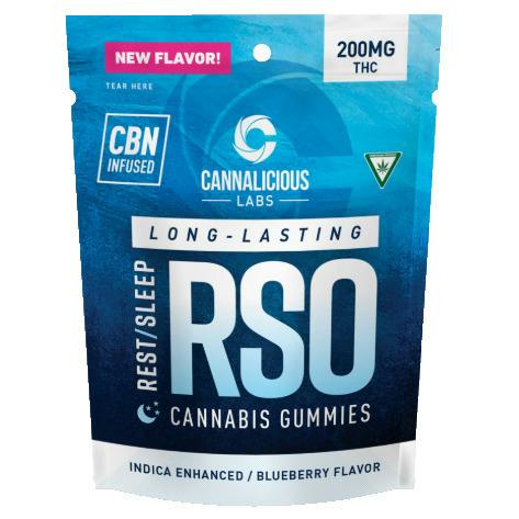 Cannalicious Rest Blueberry Long-Lasting RSO Gummies 200mg Rec