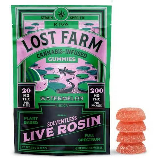 Lost Farm Watermelon Live Rosin Gummies 200mg Rec