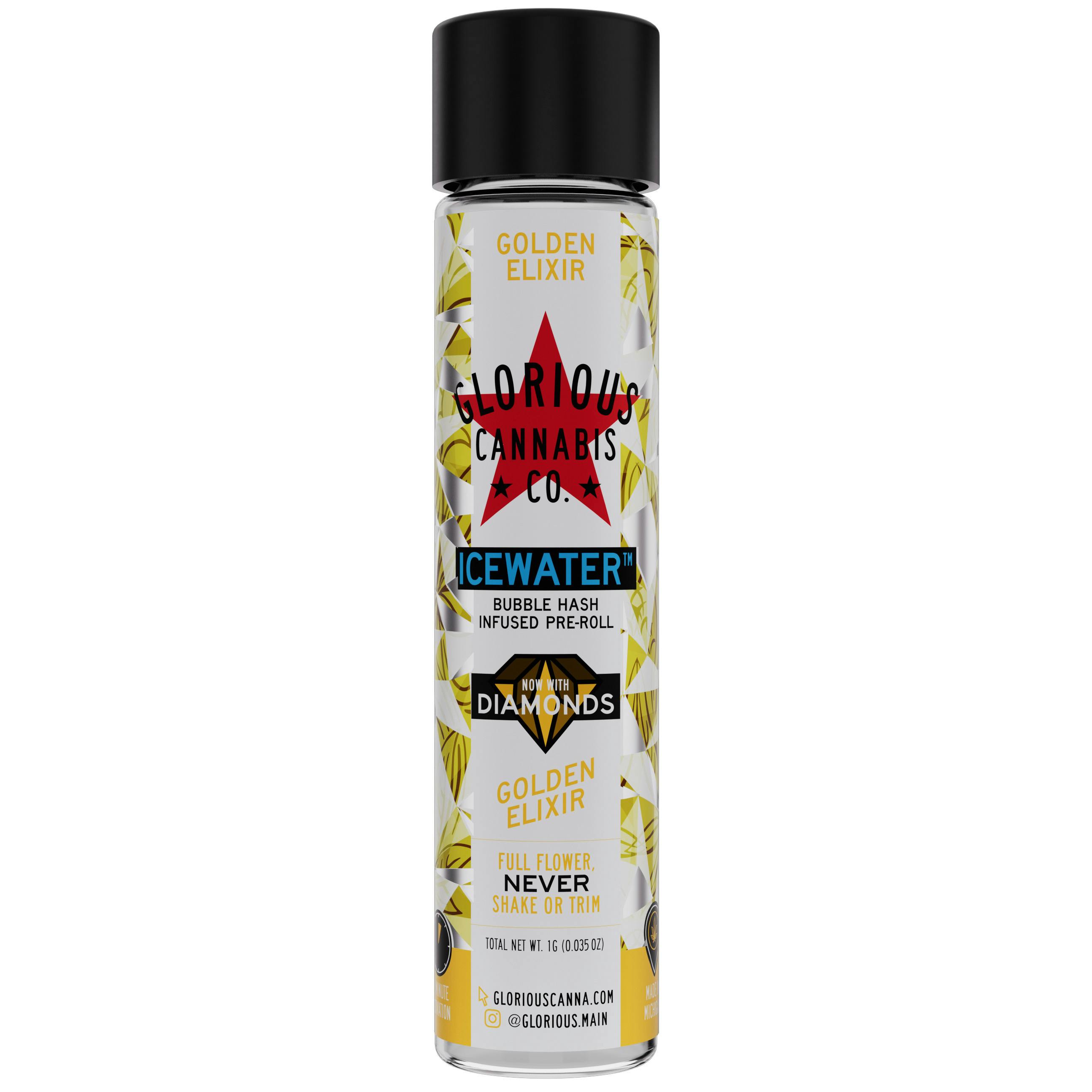 Glorious Golden Elixir Icewater Hash & Diamonds Infused Preroll Rec