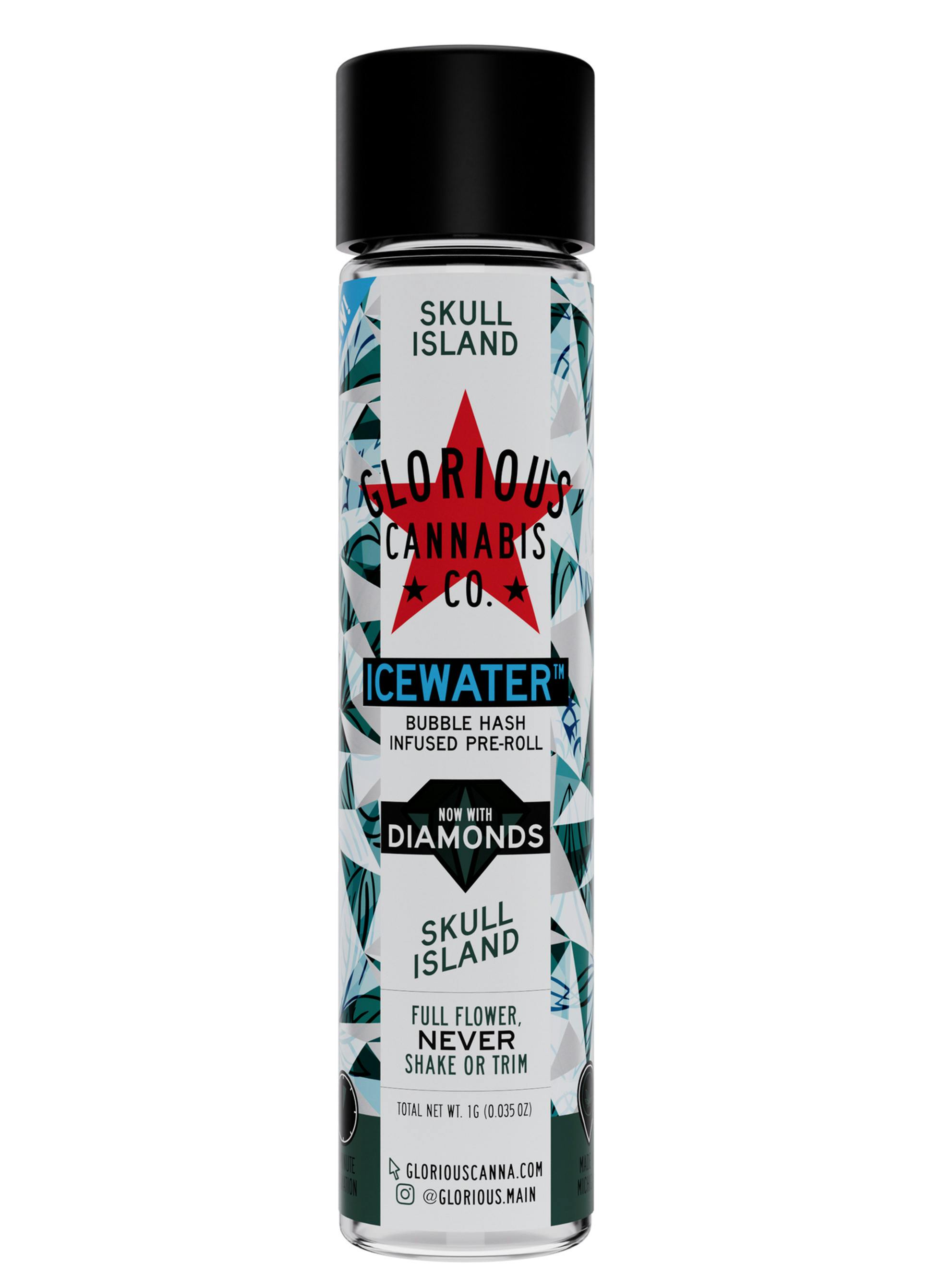 Glorious Skull Island Icewater Hash & Diamonds Infused Preroll Rec