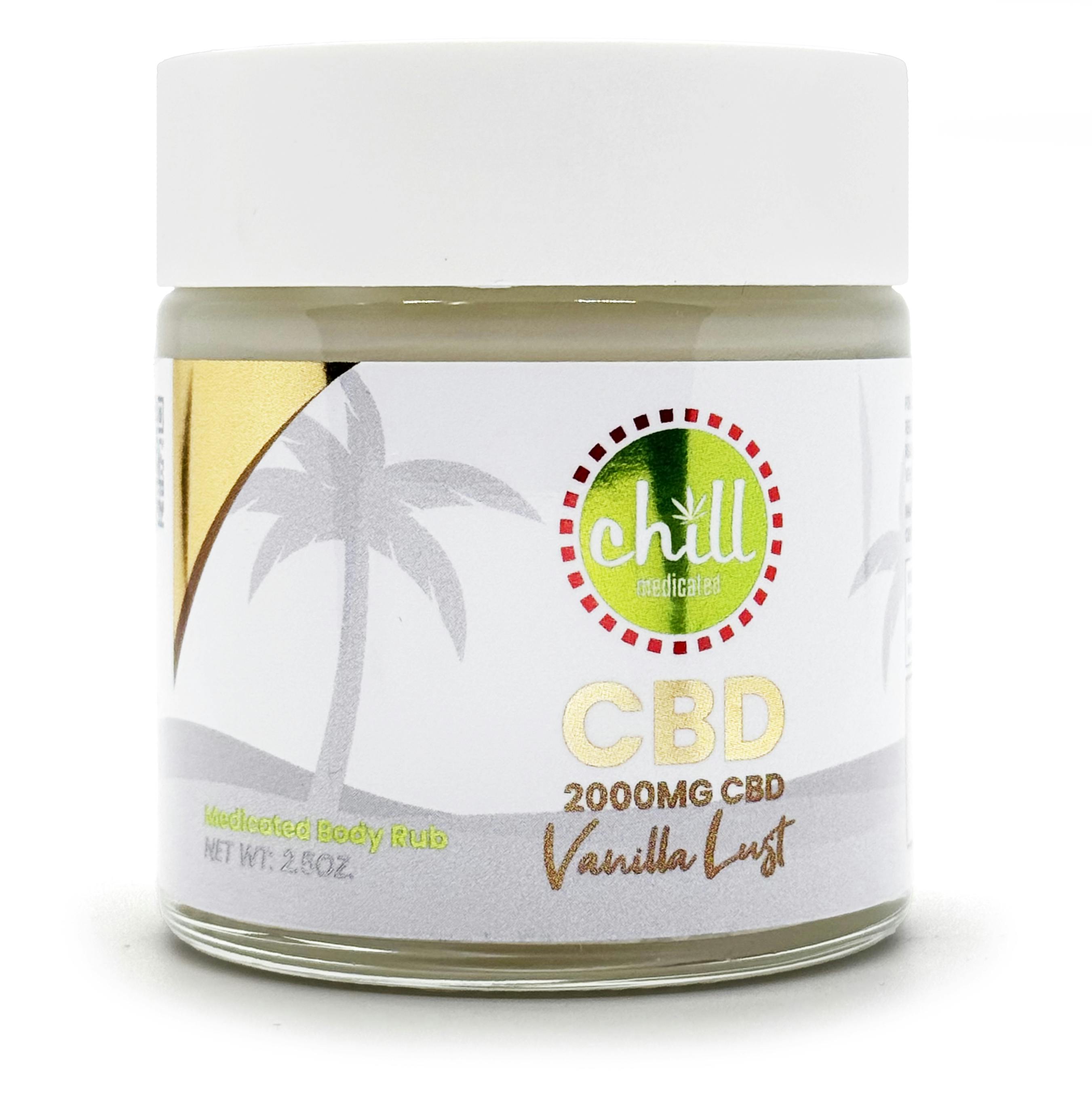 Chill Medicated Vanilla Lust 2000mg CBD Body Rub Rec