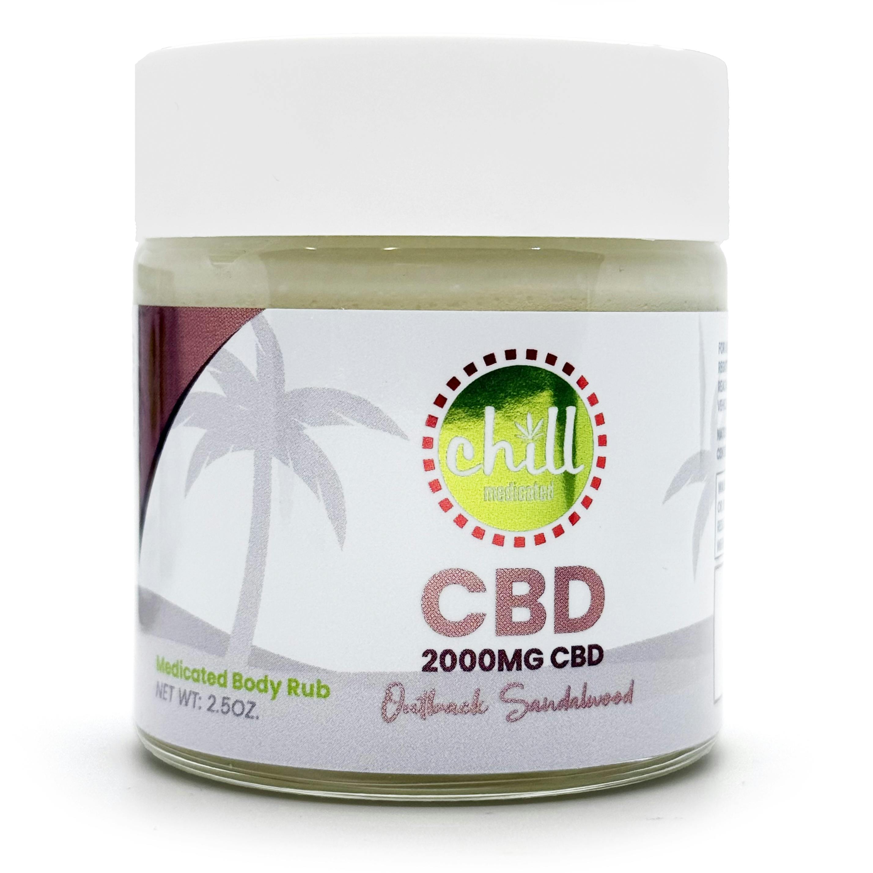 Chill Medicated Outback Sandalwood 2000mg CBD Body Rub Rec