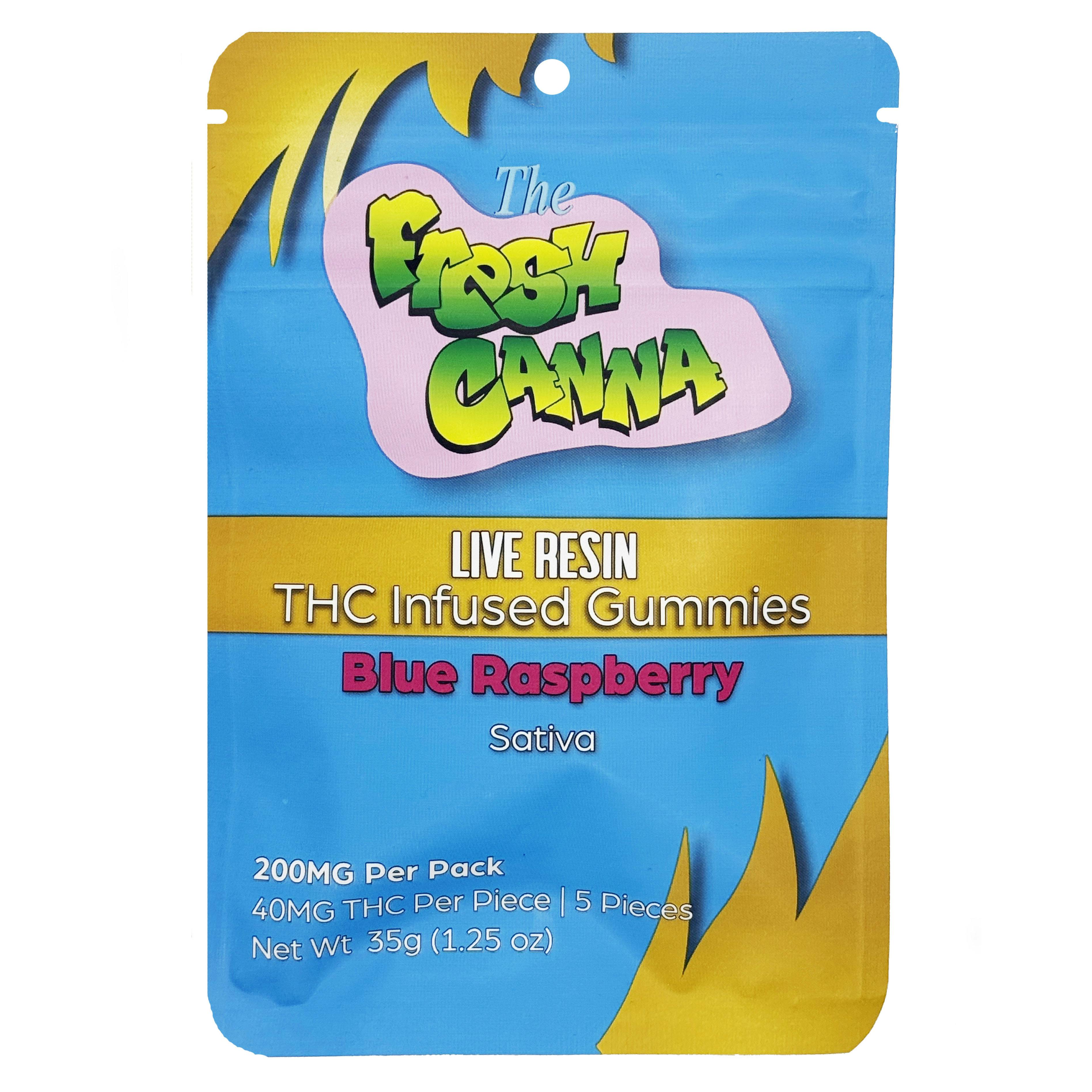 Fresh Canna Blue Raspberry Live Resin Gummies 200mg Rec