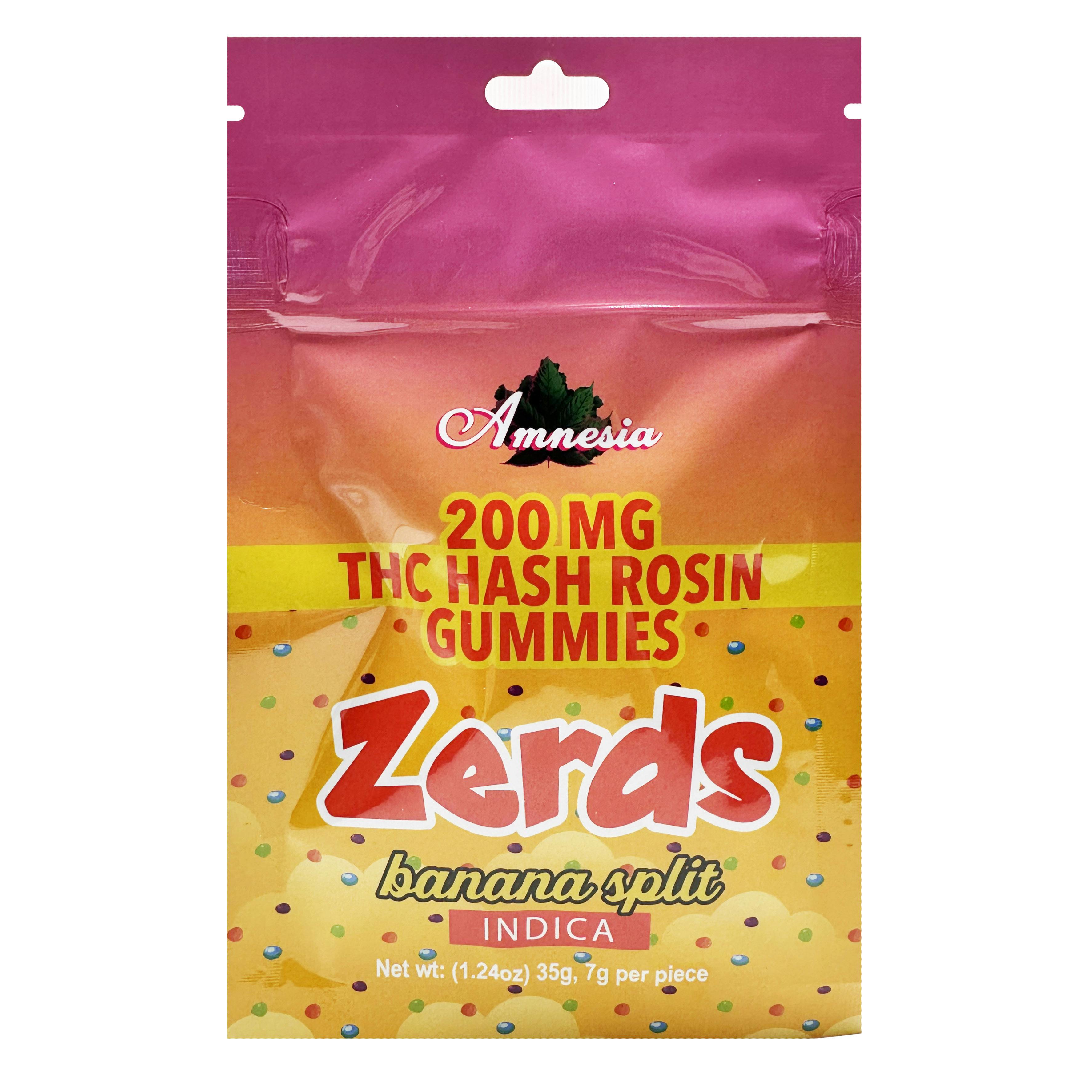 Amnesia Zerds Banana Split Hash Rosin Gummies 200mg Rec