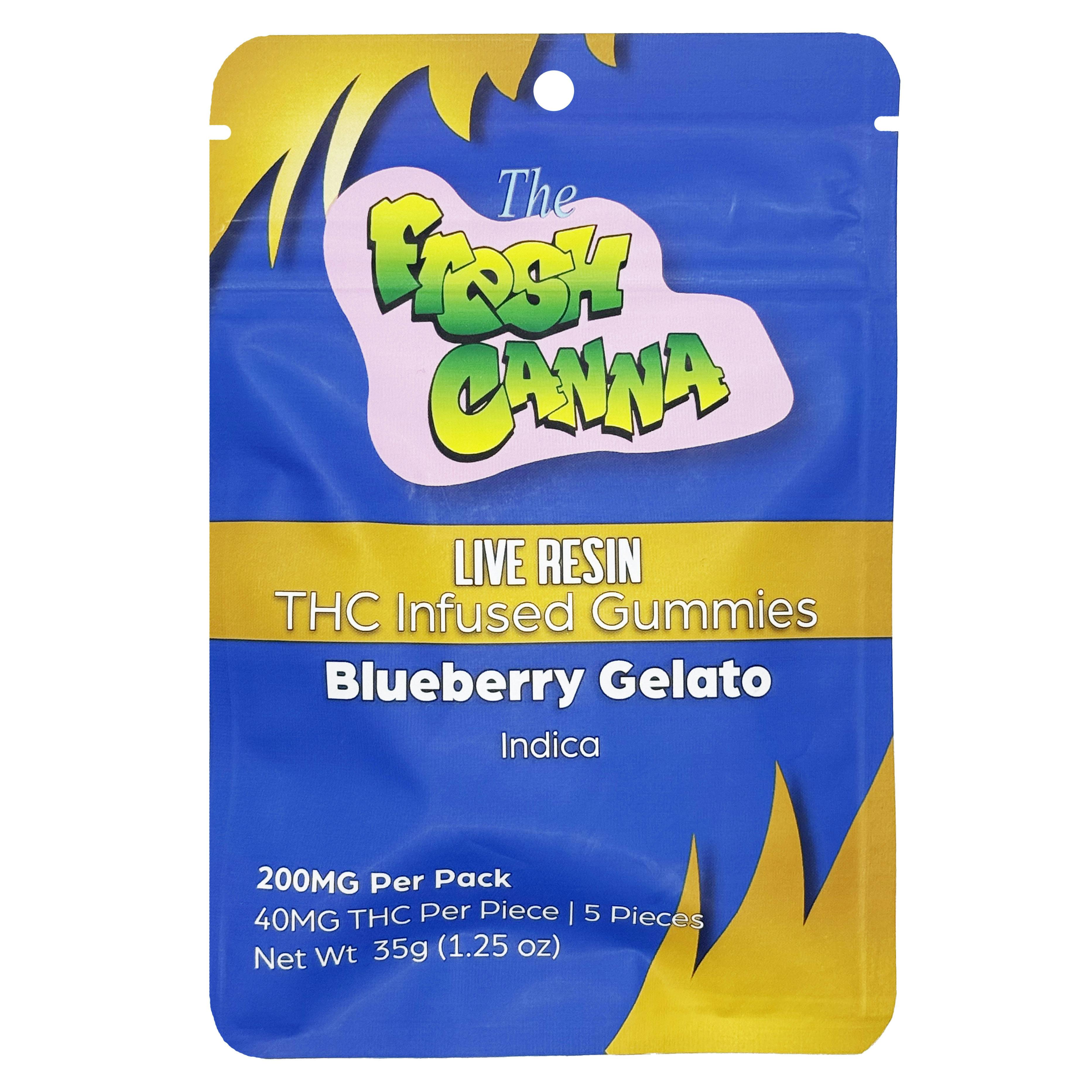 Fresh Canna Blueberry Gelato Live Resin Gummies 200mg Rec
