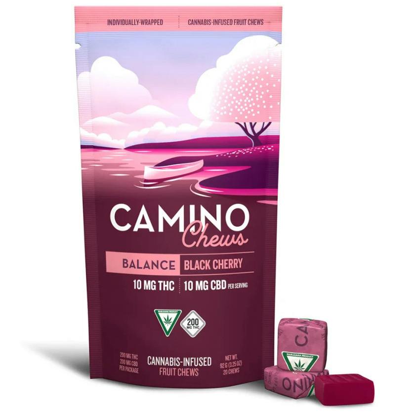 Camino Balance Black Cherry Chews 1:1 THC/CBD 200mg Rec