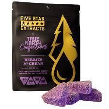 Five Star Extracts x True North | Berries & Cream | (4 x 50mg) 200mg | Full Spectrum Vegan Gummies