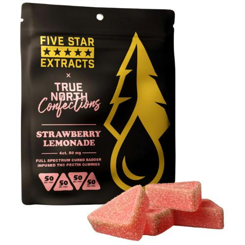 Five Star Extracts x True North | Strawberry Lemonade | (4 x 50mg) 200mg | Full Spectrum Vegan G...