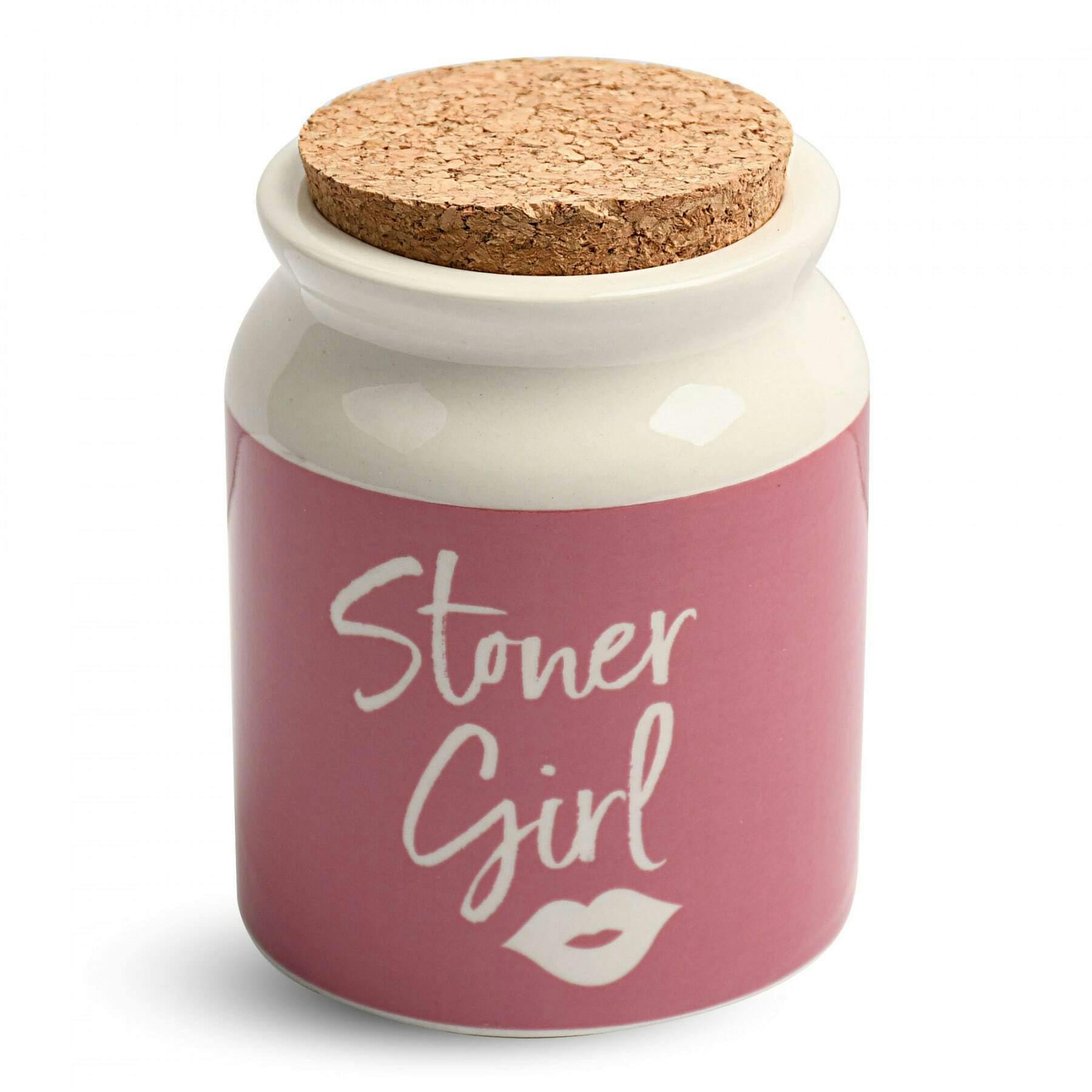 Stoner Girl Ceramic Stash Jar - Pink