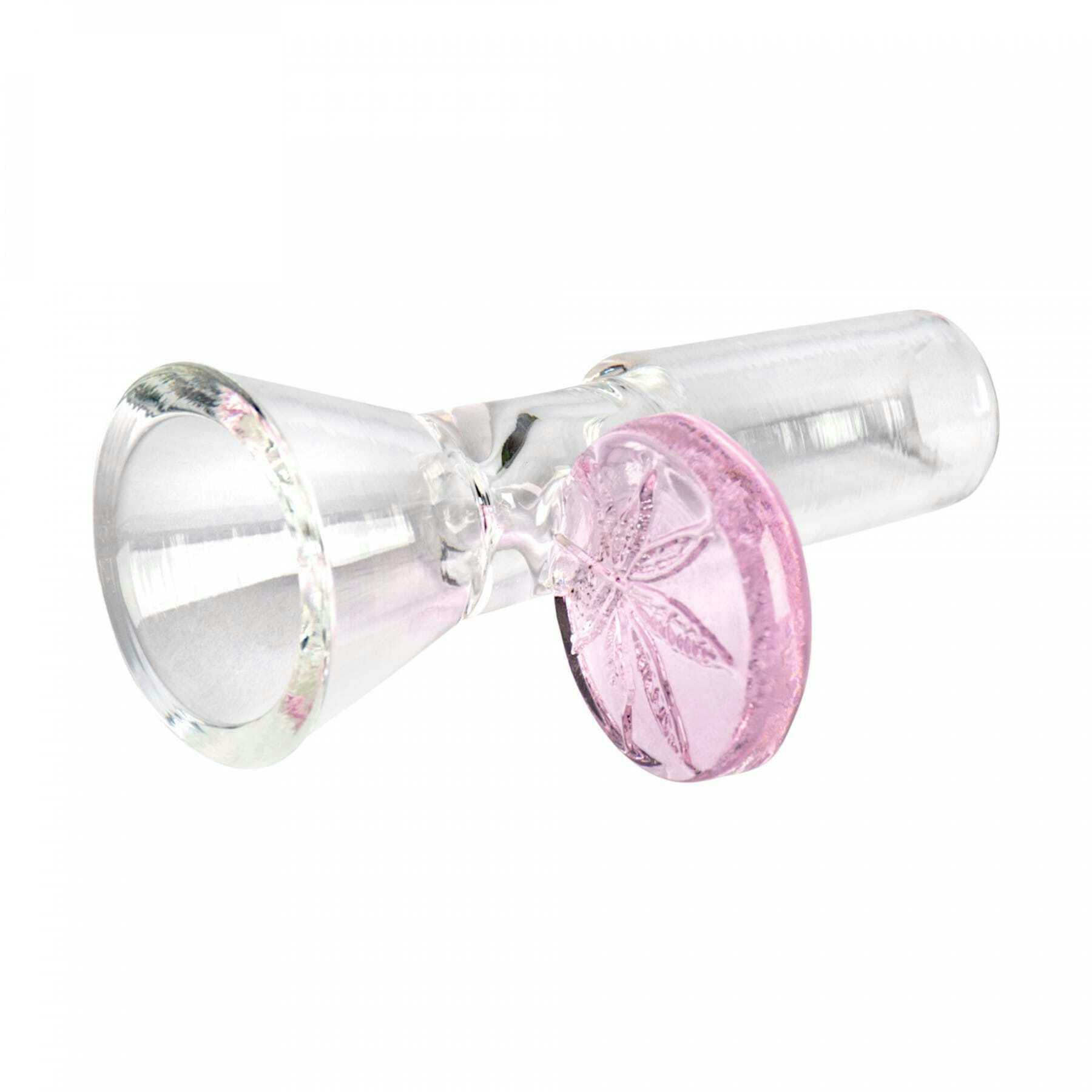 14mm Cone Pull-Out W/Leaf Stamped Handle - Pink