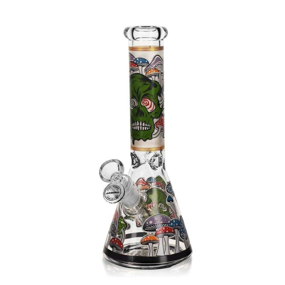10" 5mm Arsenal Mushroom Mortis Glass Bong(Black)