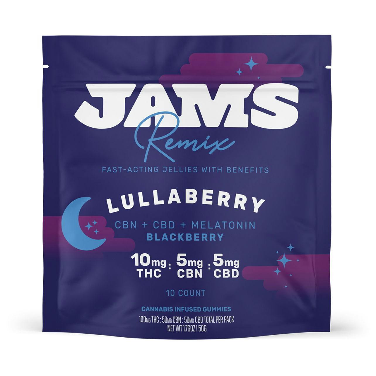 JAMS Lullaberry Jams Remix Jellies 2:1 THC:CBN 100mg (10pk)